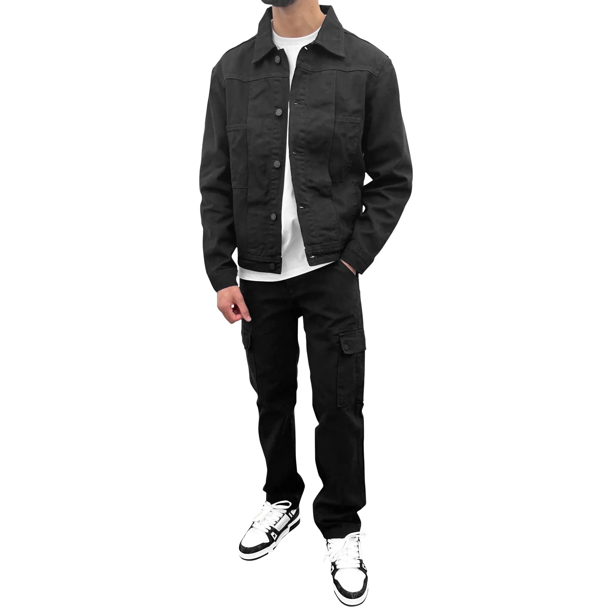 Black Cargo Pants Black Jean Jacket With Jeans Black Denim Jacket