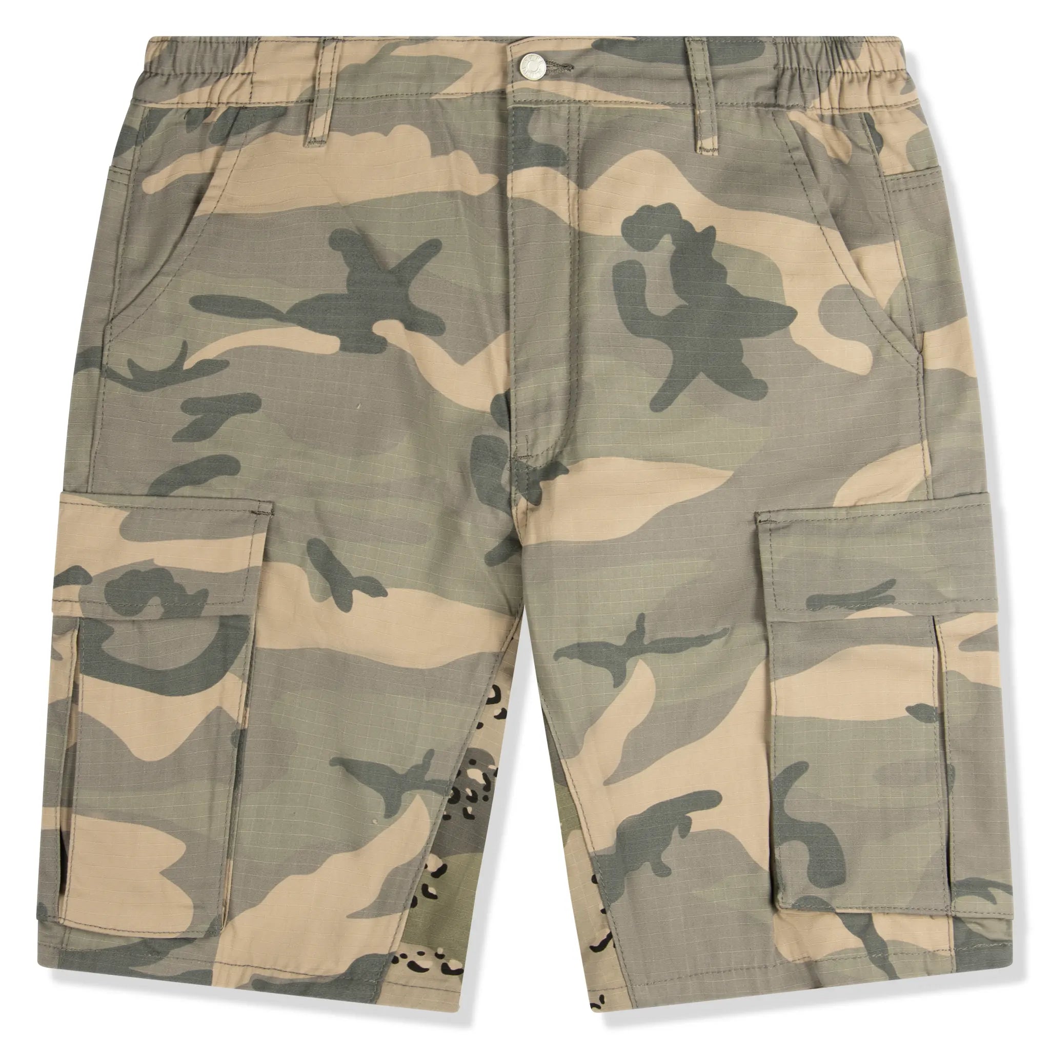 Front view of SIARR Camo Shorts Green