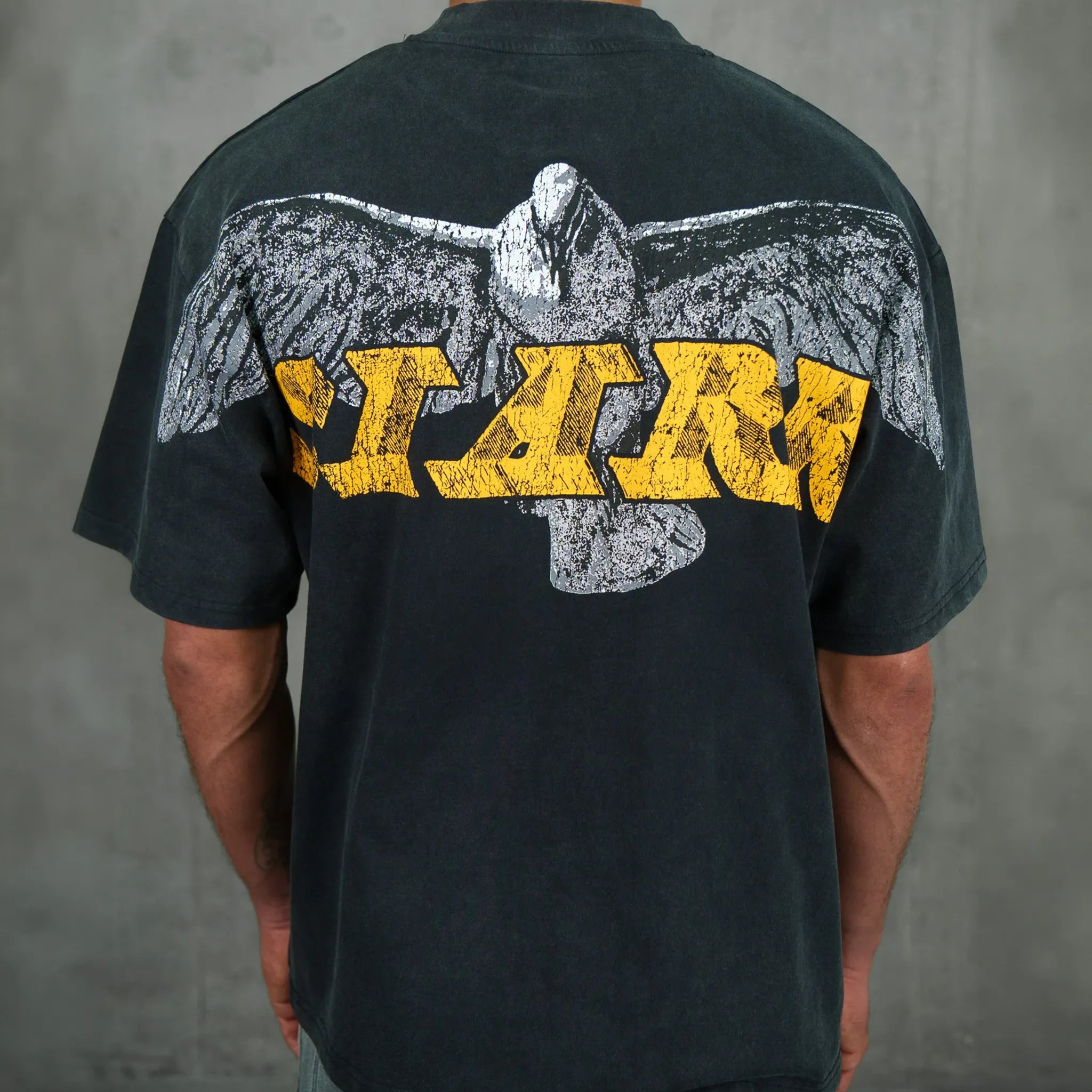 Back View of SIARR Eagle Vintage Black T-Shirt