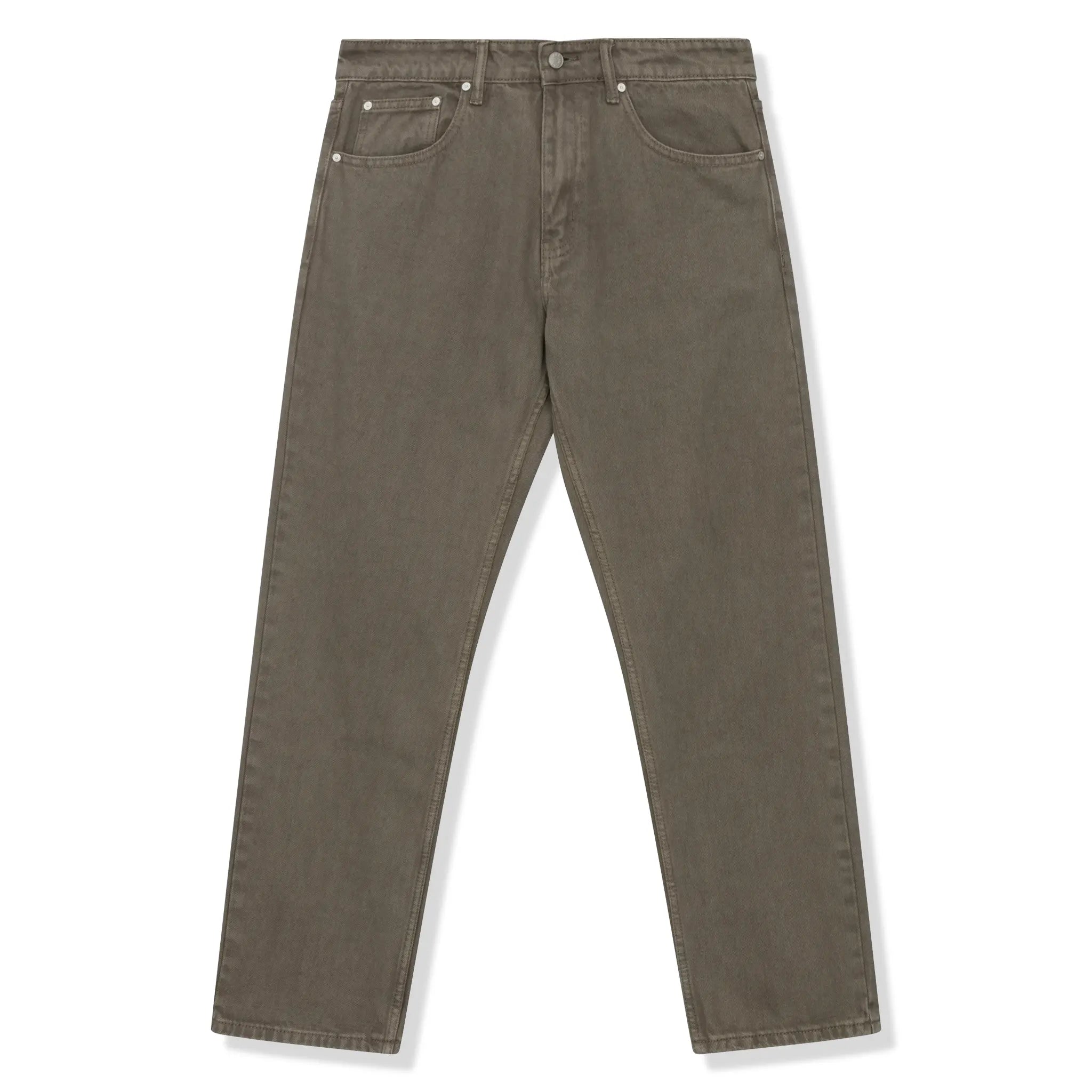 Front View of SIARR Essentials Straight Leg Jeans Washed Brown