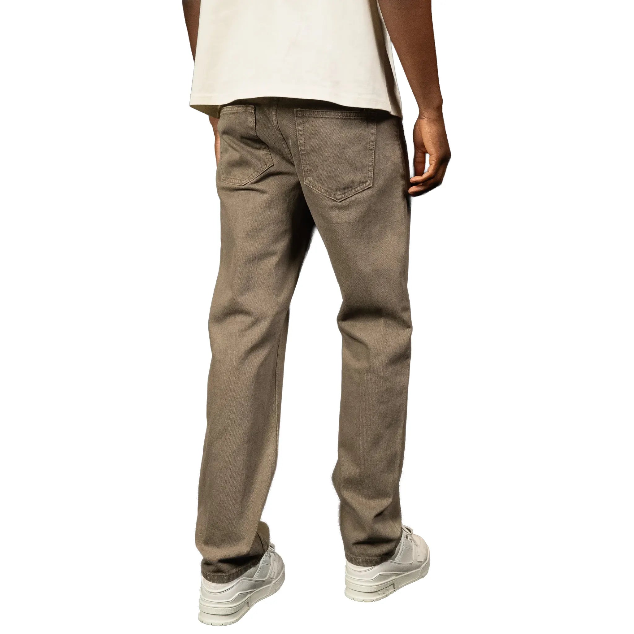 Back View of SIARR Essentials Straight Leg Jeans Washed Brown