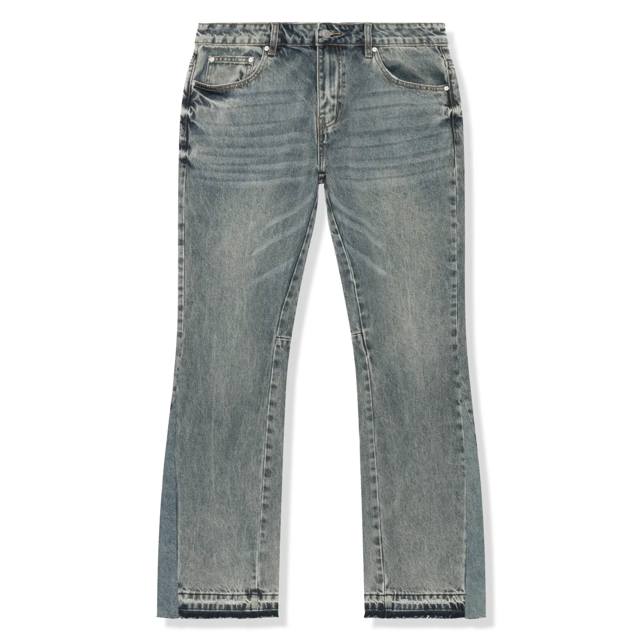 Front View of SIARR Flared Jeans Dusty Blue