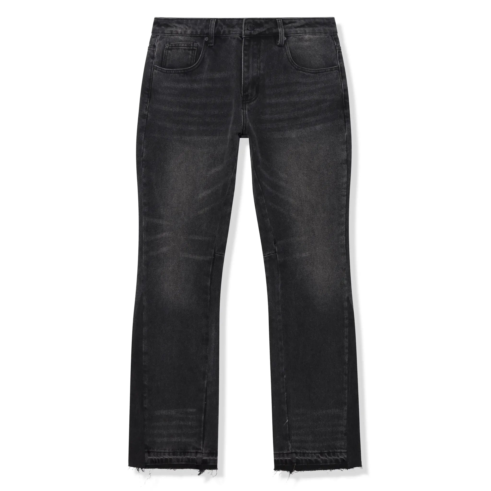 Front View of SIARR Flared Washed Black Jeans