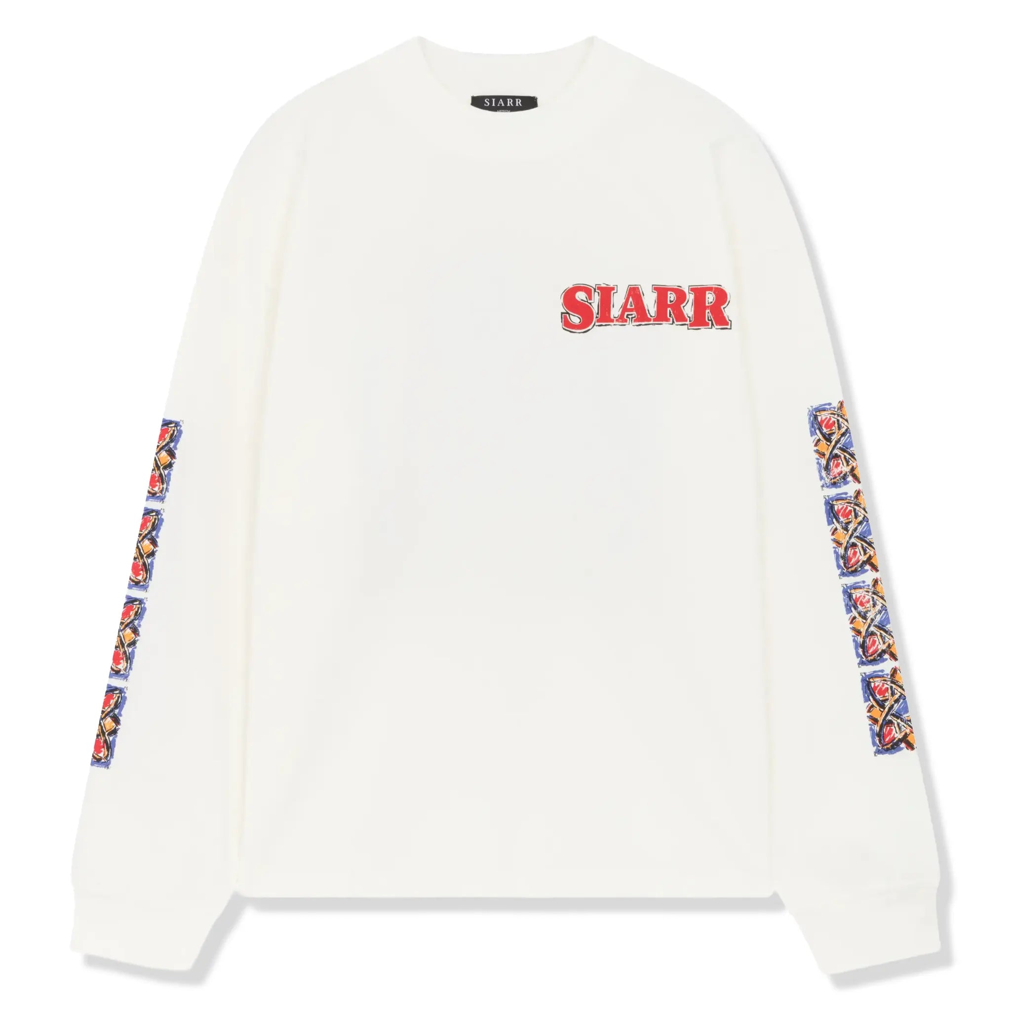 Front View of SIARR Floral L/S Off-White T-Shirt