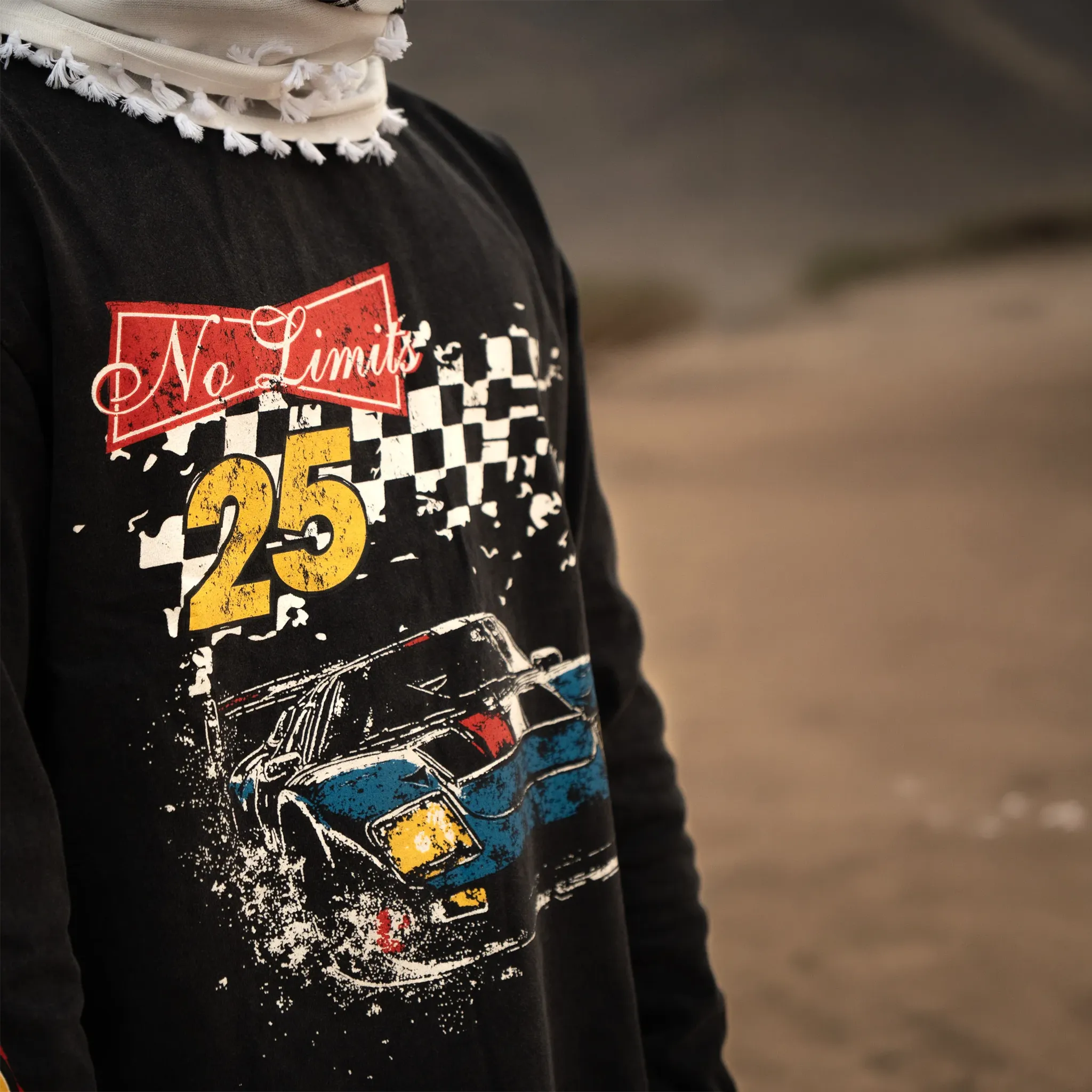 Detailed View of SIARR No Limits L/S Washed Black T-Shirt