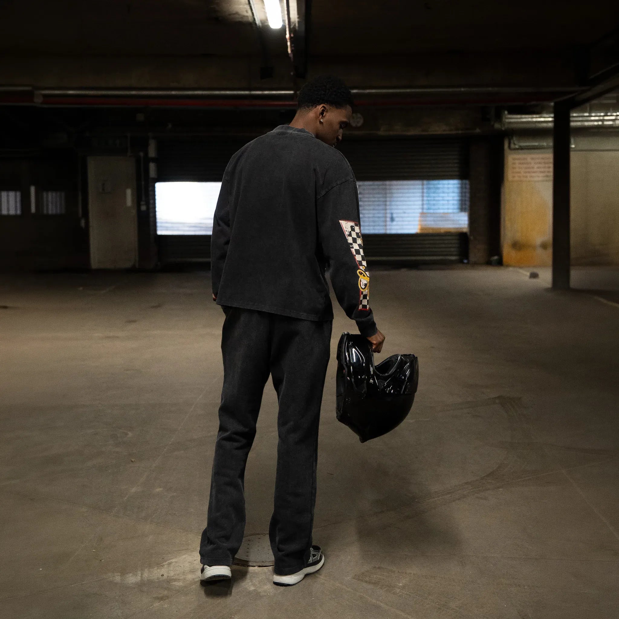 Back View of SIARR No Limits L/S Washed Black T-Shirt