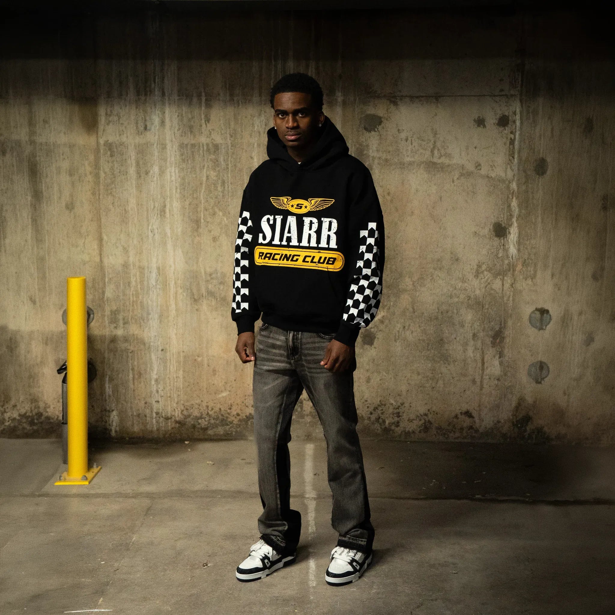 Front View of SIARR Racing Club Black Hoodie