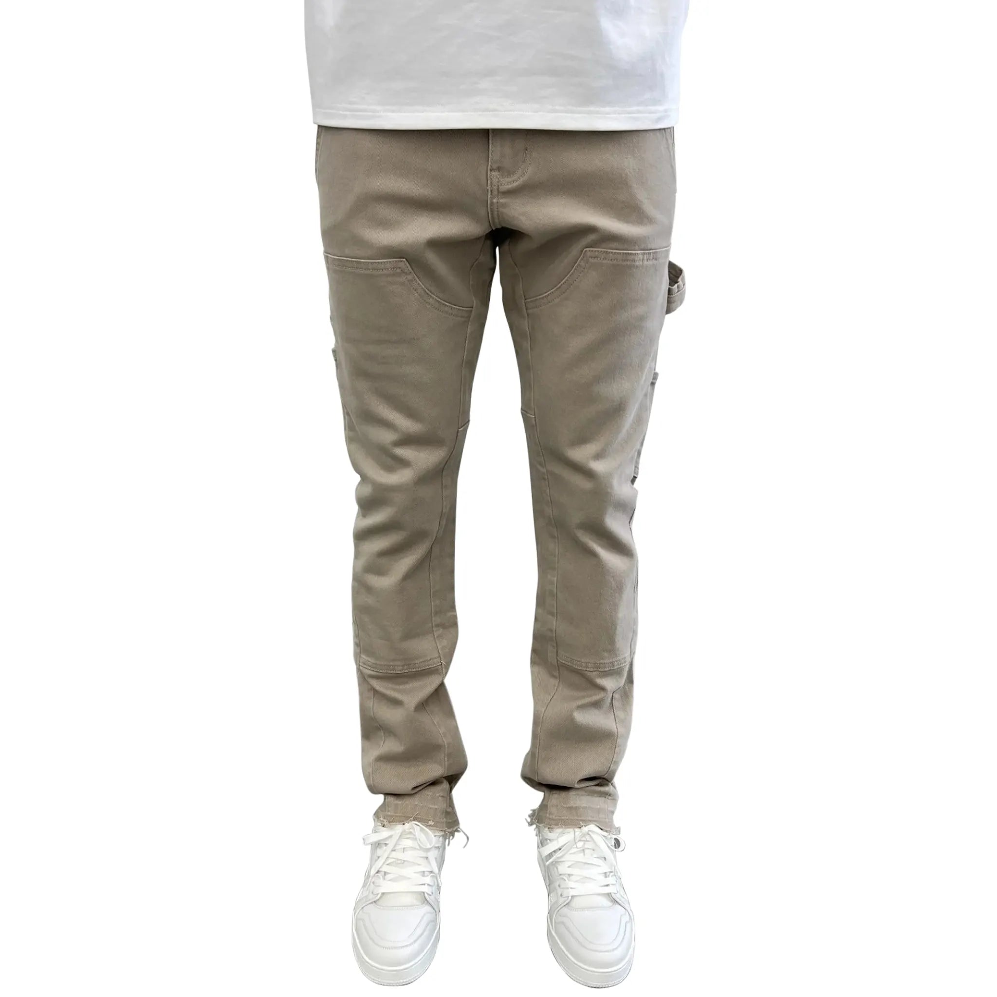 Model front view of SIARR Rio Jeans Beige
