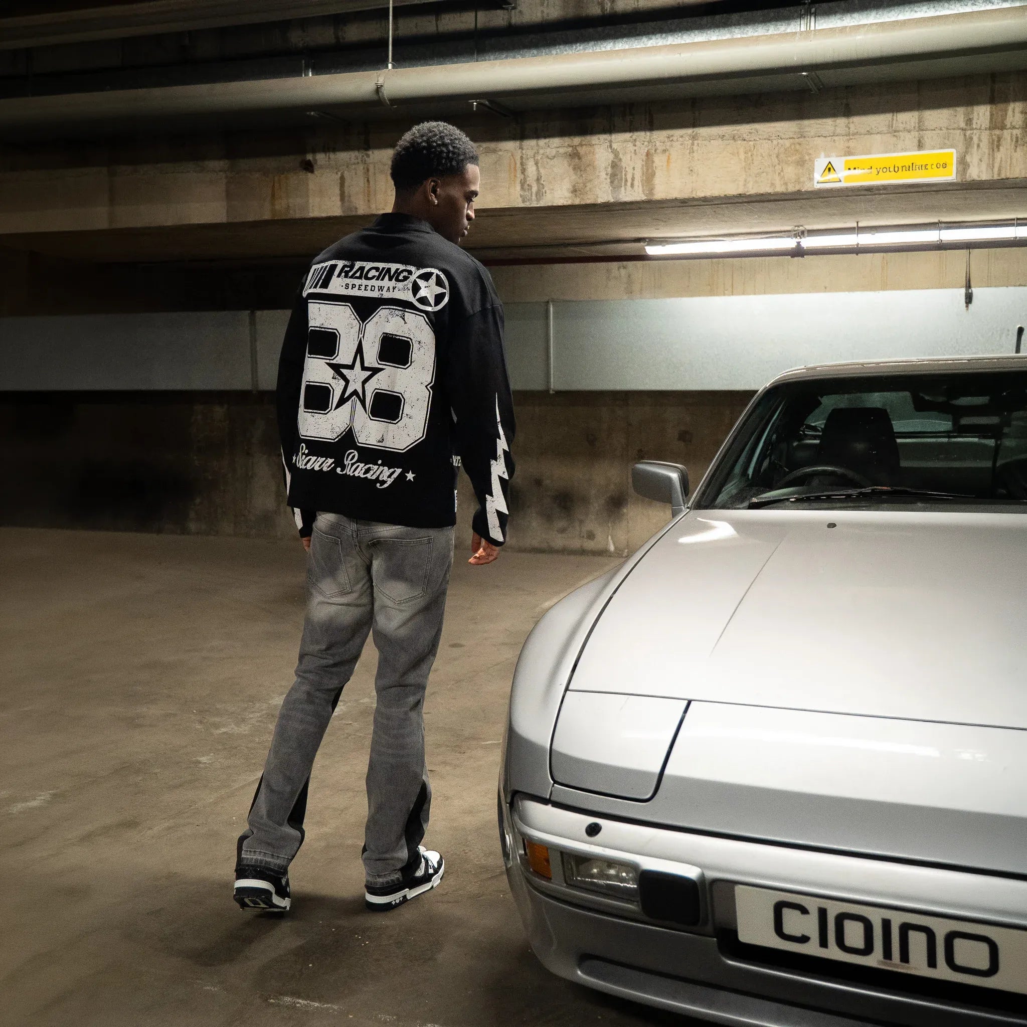 Back View of SIARR Speedway L/S Black T-Shirt