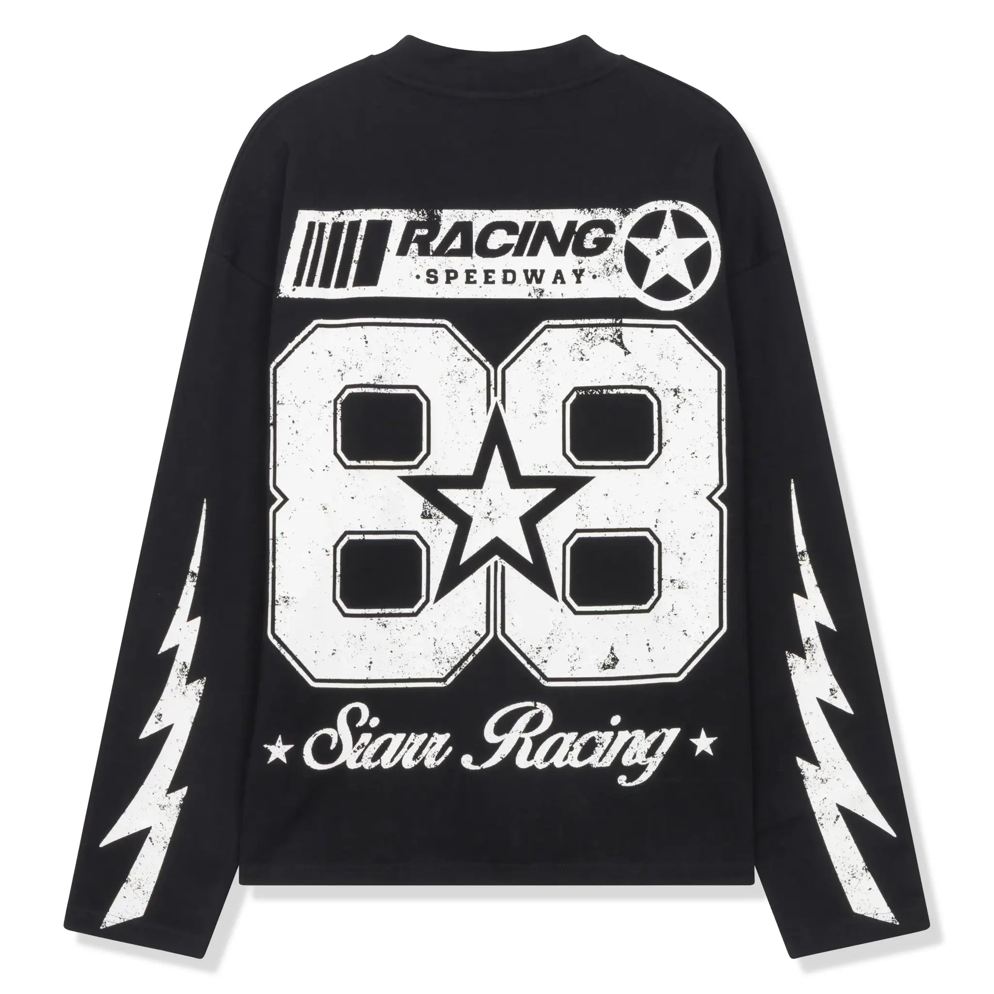 Back View of SIARR Speedway L/S Black T-Shirt