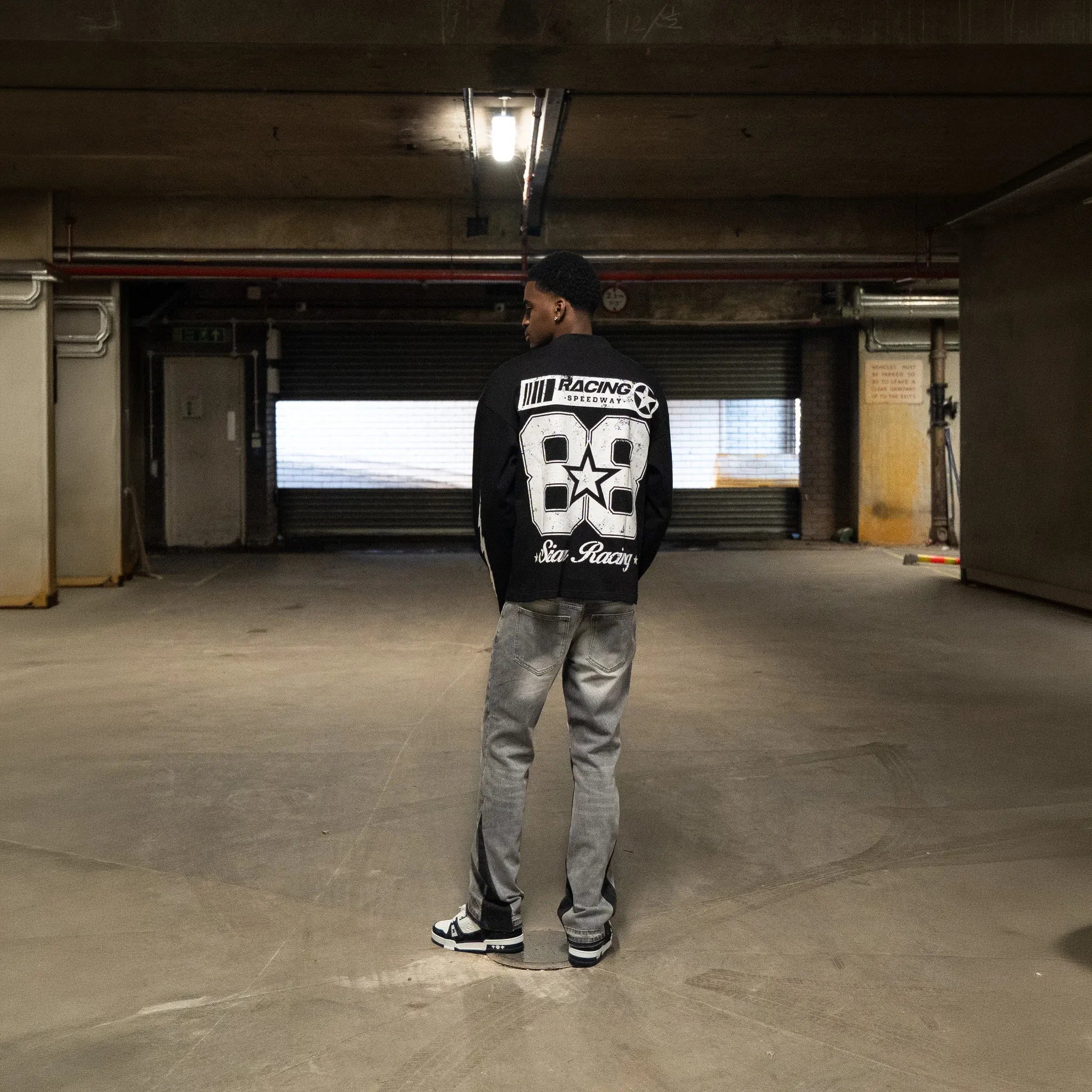 Back View of SIARR Speedway L/S Black T-Shirt