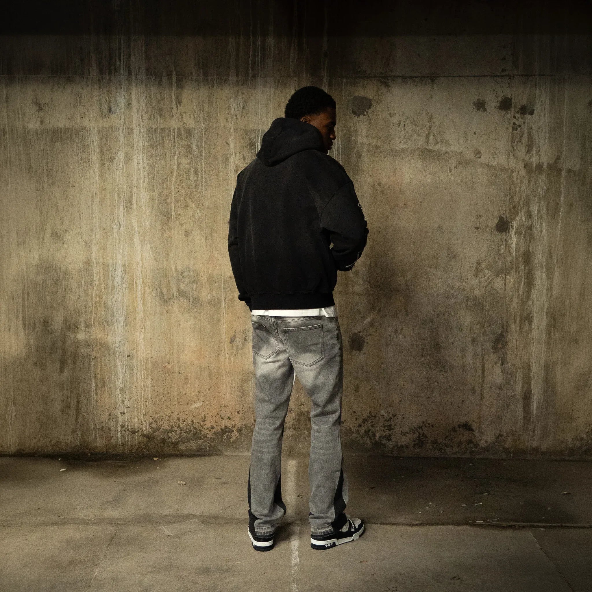 Back View of SIARR Star Washed Black Hoodie