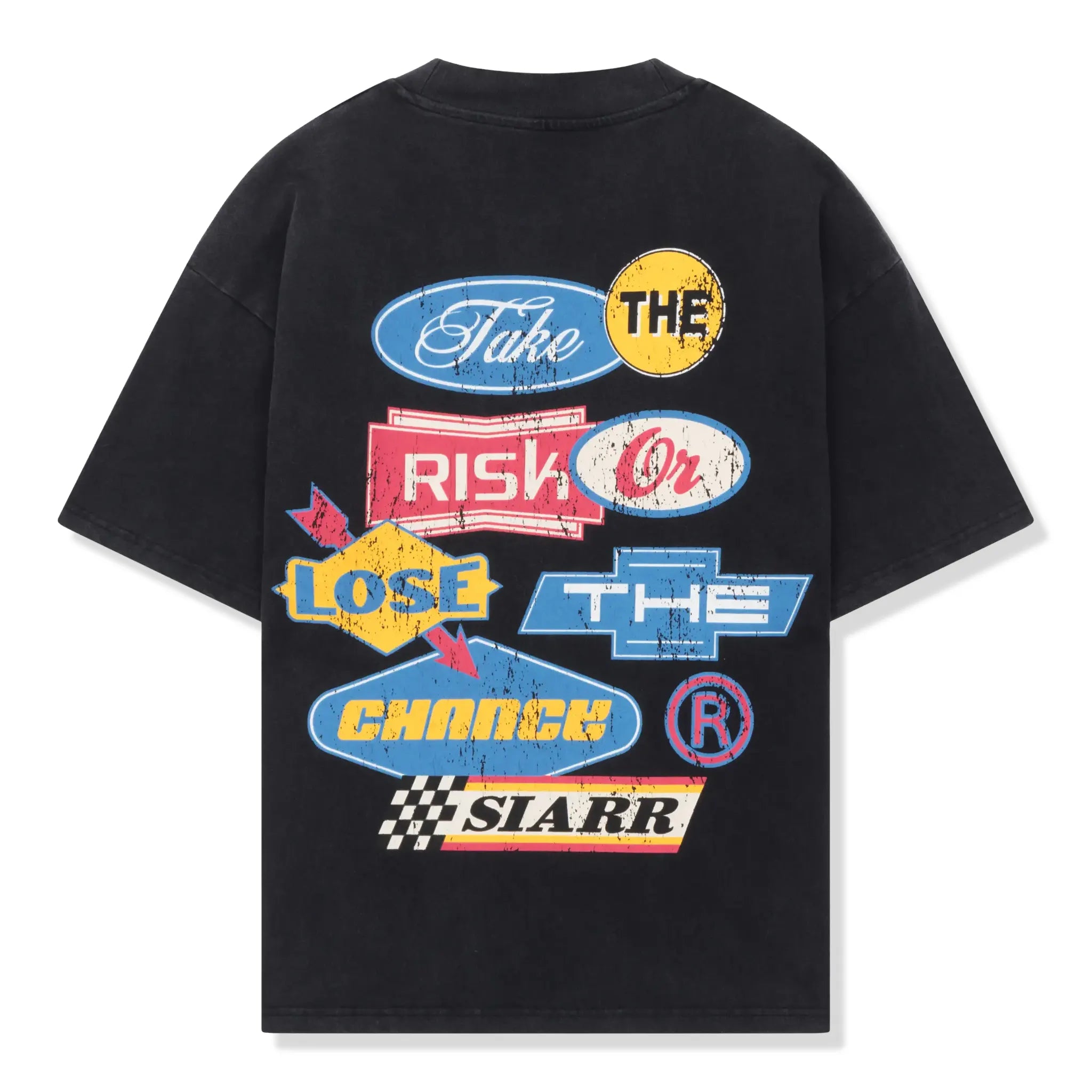 Back View of SIARR Take The Risk Vintage Black T-Shirt