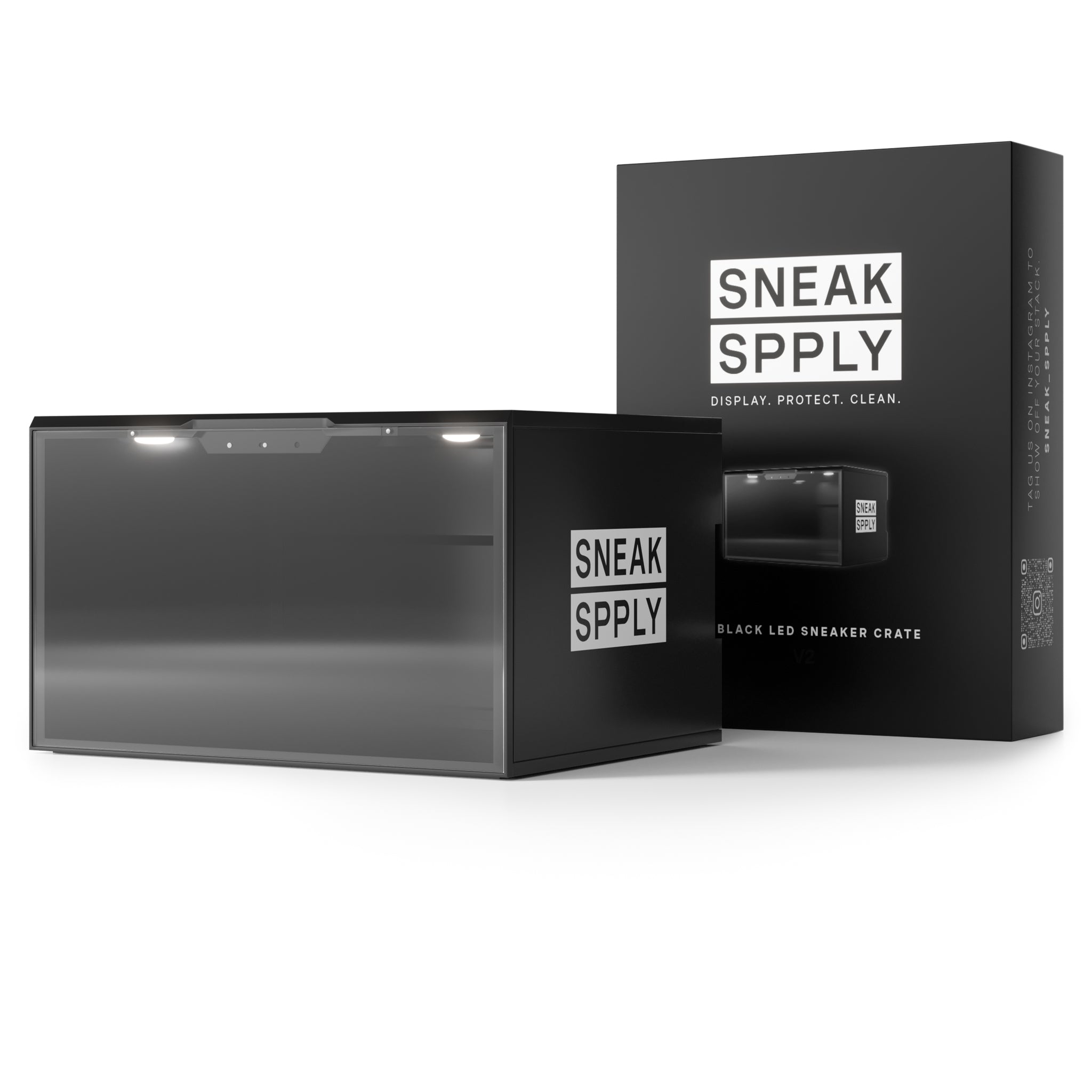 Empty box light on view of Sneak Spply Stack V2 Led Storage Crate Black
