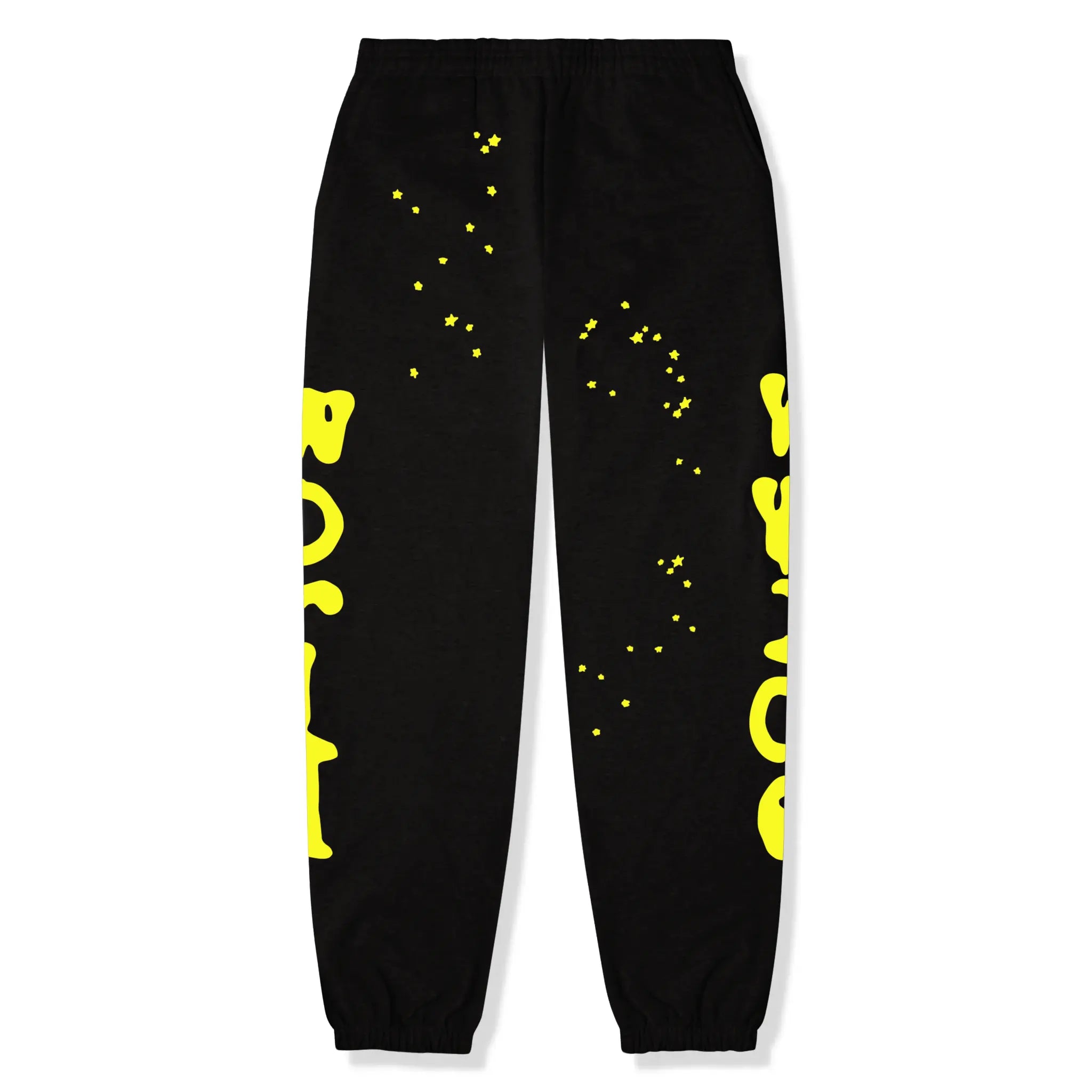 Front pants view of Sp5der Beluga Onyx Yellow Tracksuit