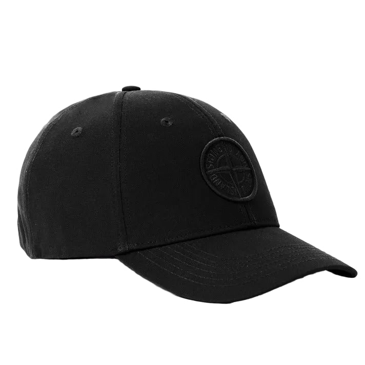 Front View of Stone Island Compass Black Baseball Cap