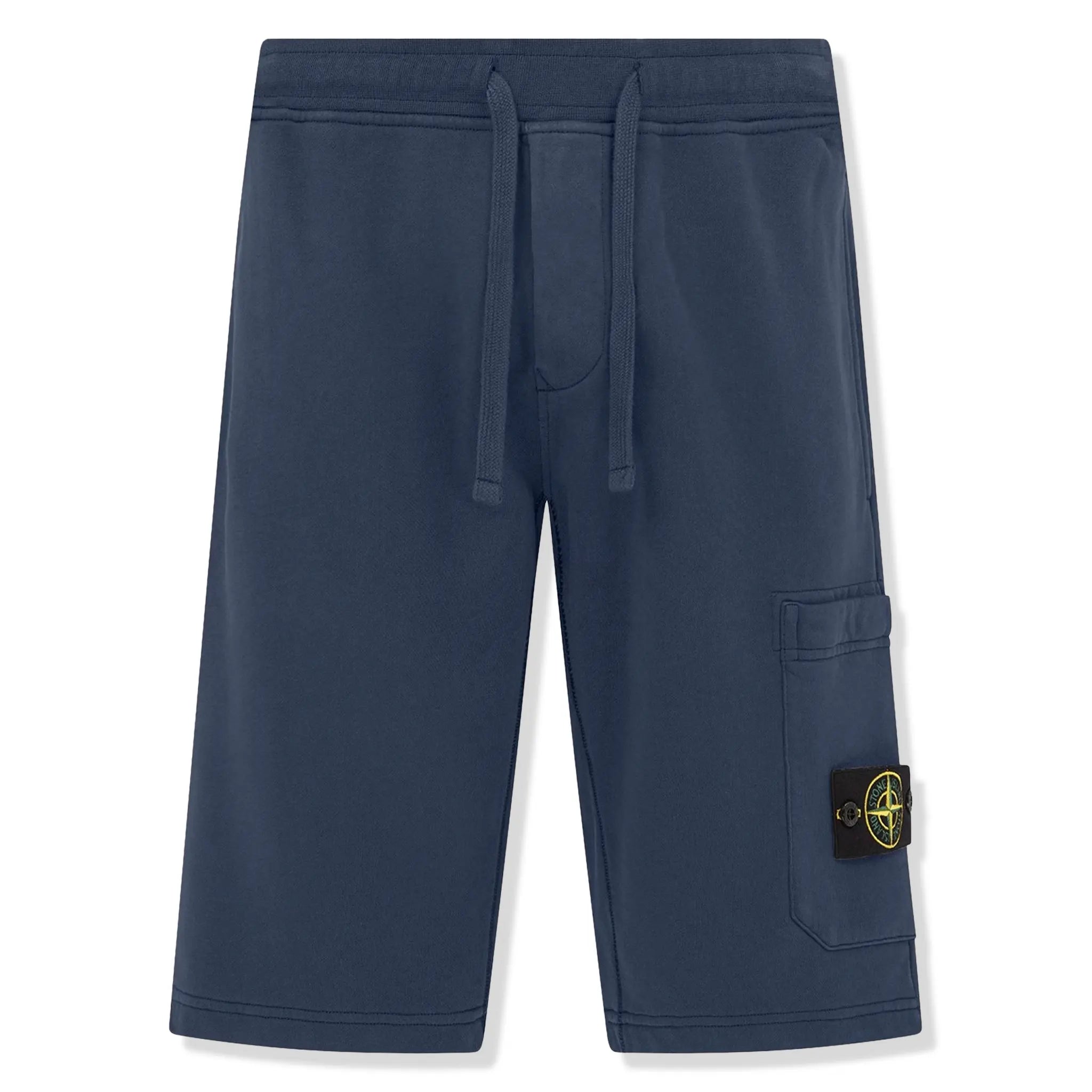 Front view of Stone Island Cargo Bermuda Blue Shorts