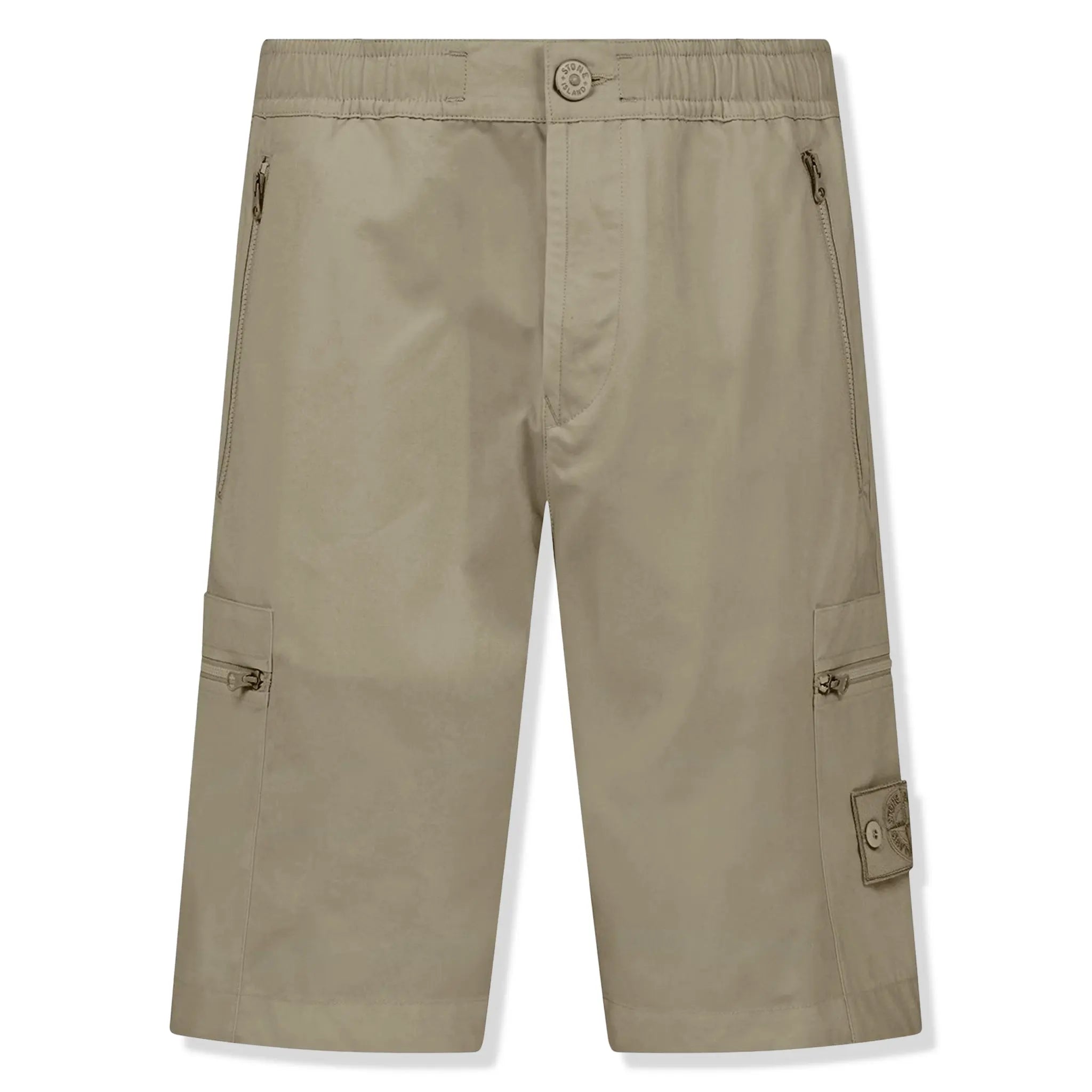 Front view of Stone Island Ghost Cargo Bermuda Beige Shorts