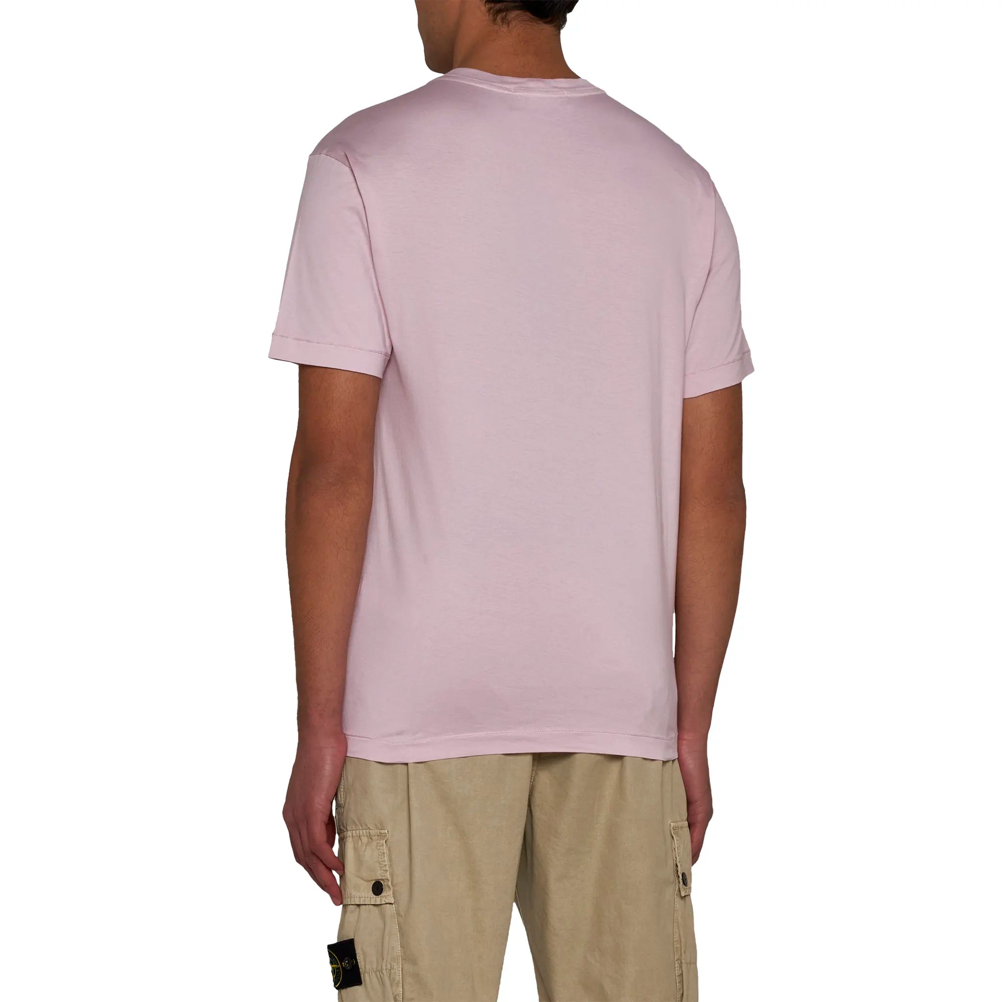 Back view of Stone Island Patch Logo Pink T Shirt 801524113