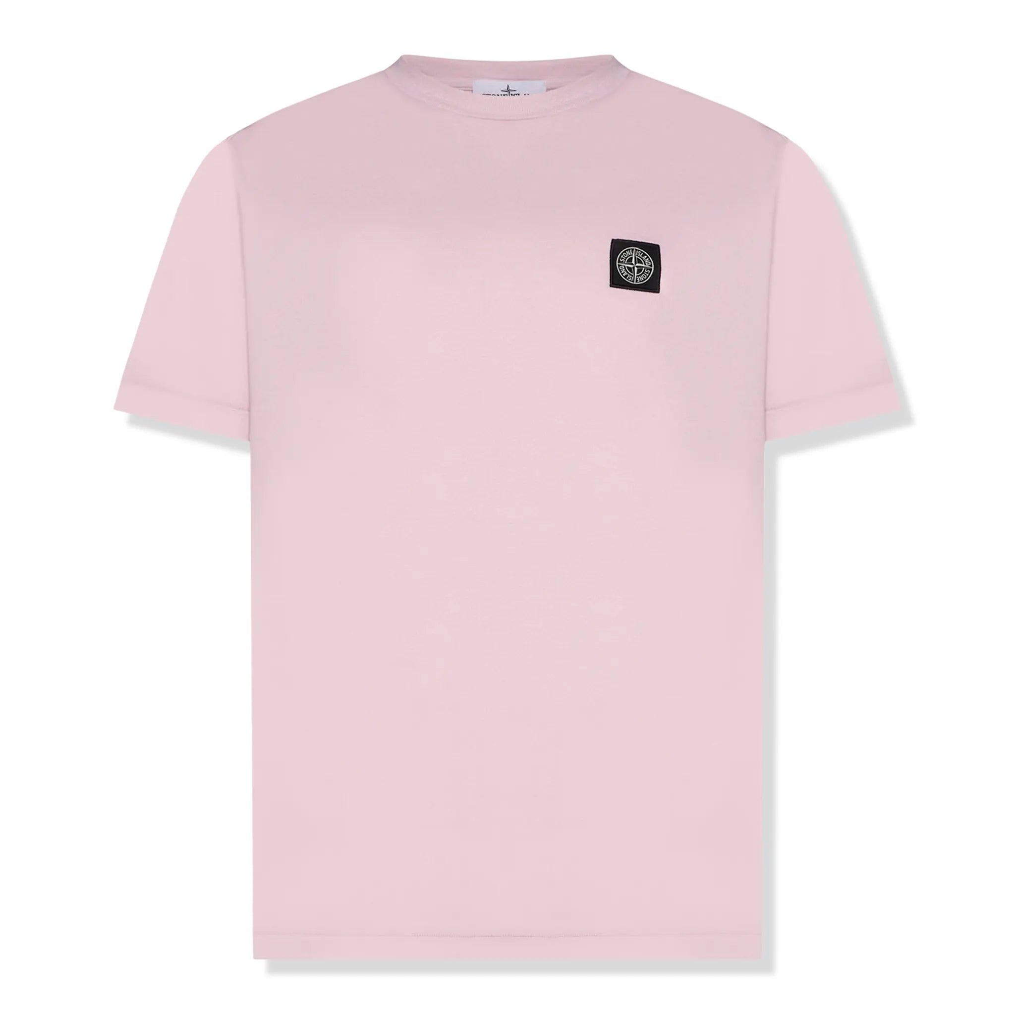 Front view of Stone Island Patch Logo Pink T Shirt 801524113