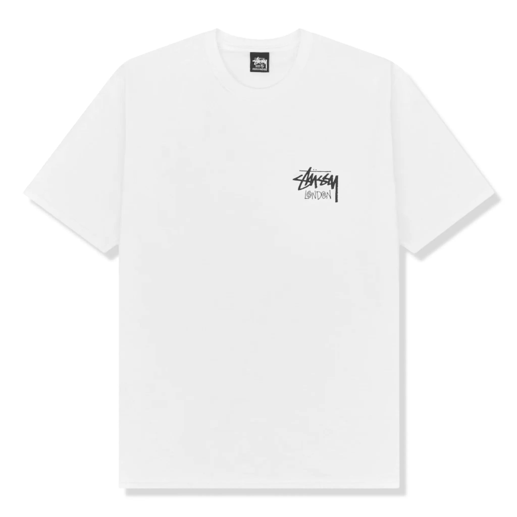 Front View of Stussy Stock London White T-Shirt