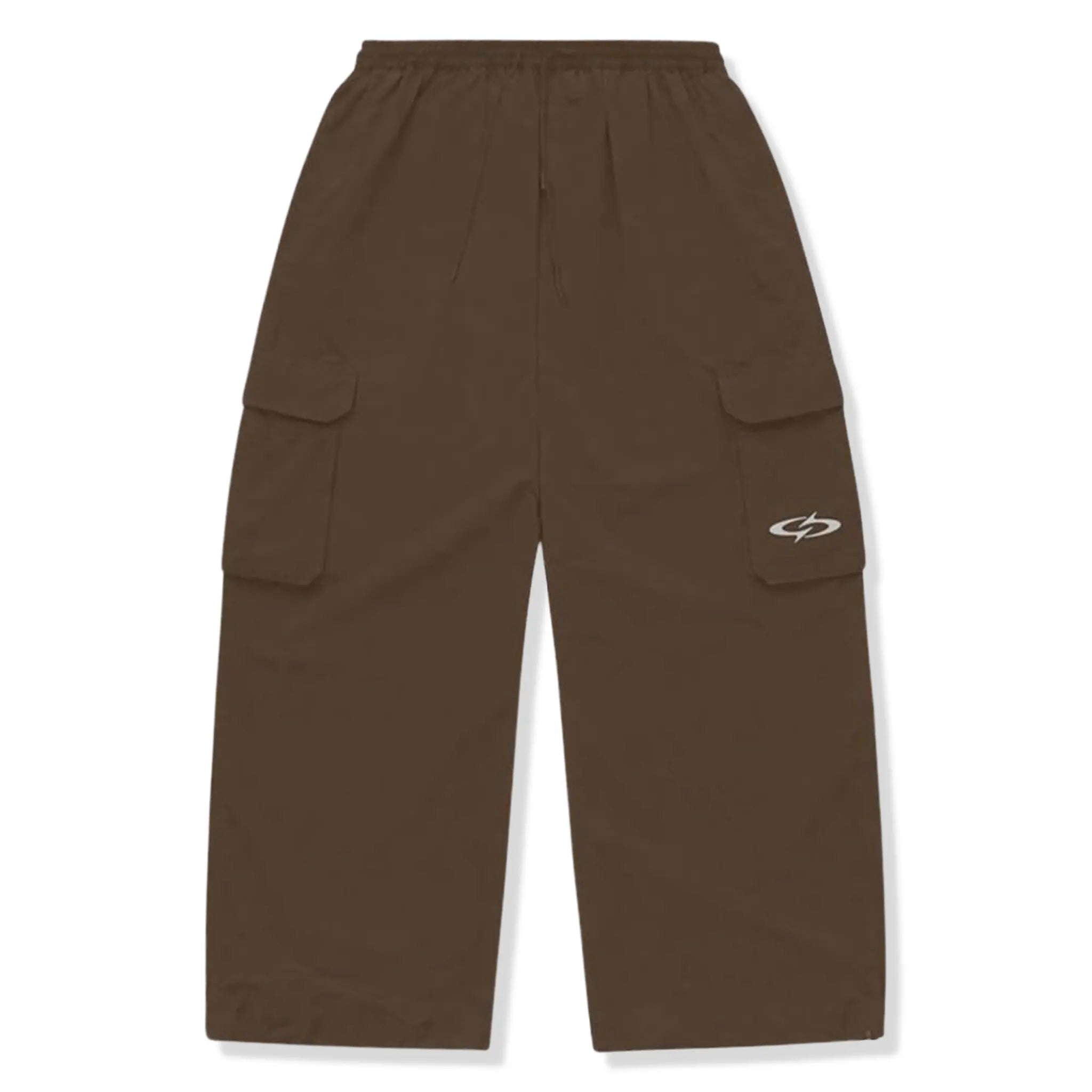 Front View of Suavo London Mocha Shuku Cargo Brown Track Sweatpants