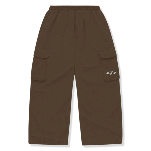 Front View of Suavo London Mocha Shuku Cargo Brown Track Sweatpants