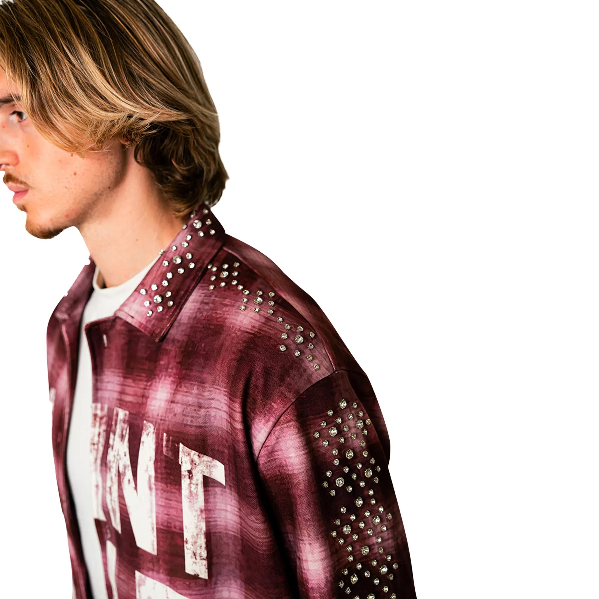 Detailed View of Suavo London Saint Valley Maroon Flannel Shirt