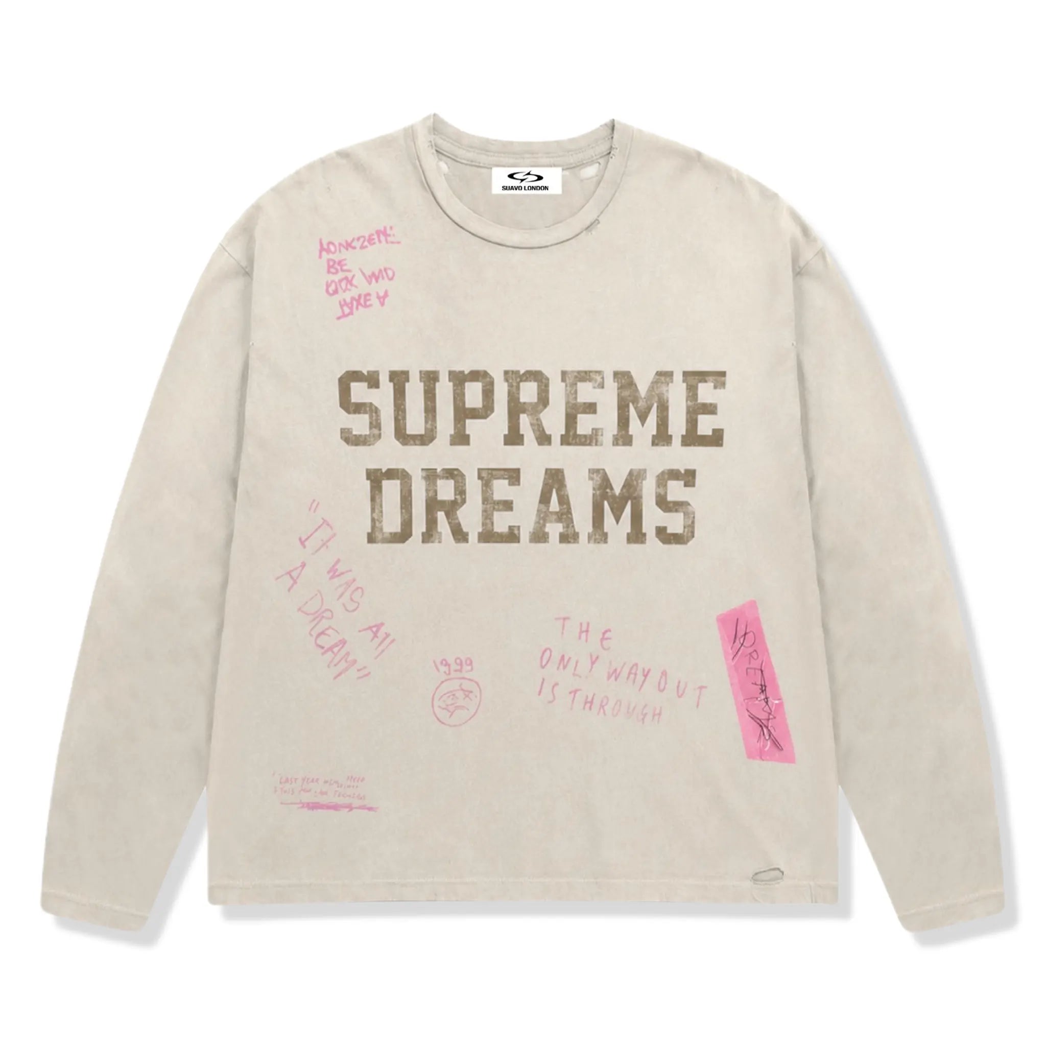 Front View of Suavo London Supreme Dreams L/S Cream T-Shirt