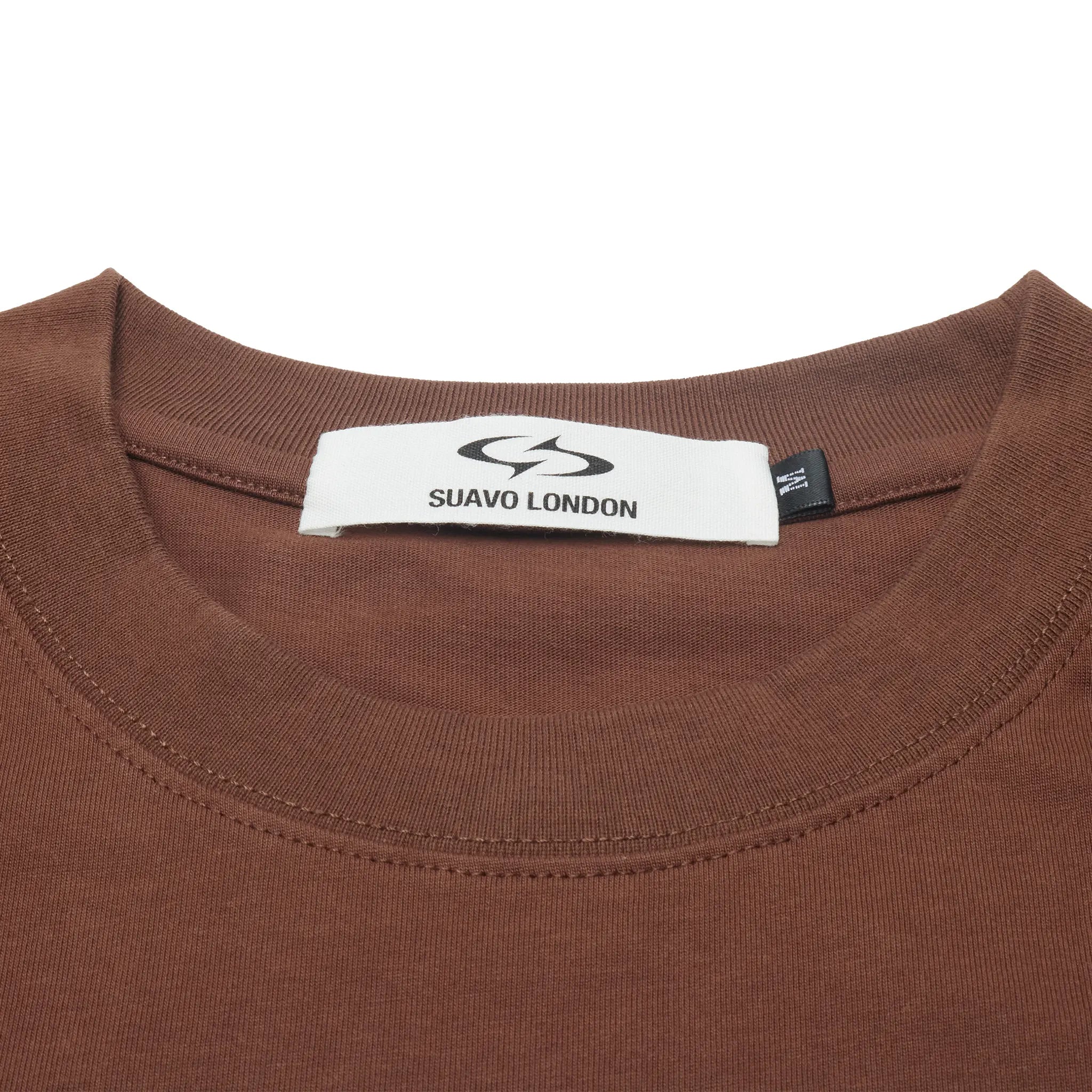 Neck View of Suavo London Velvet Brown T-Shirt