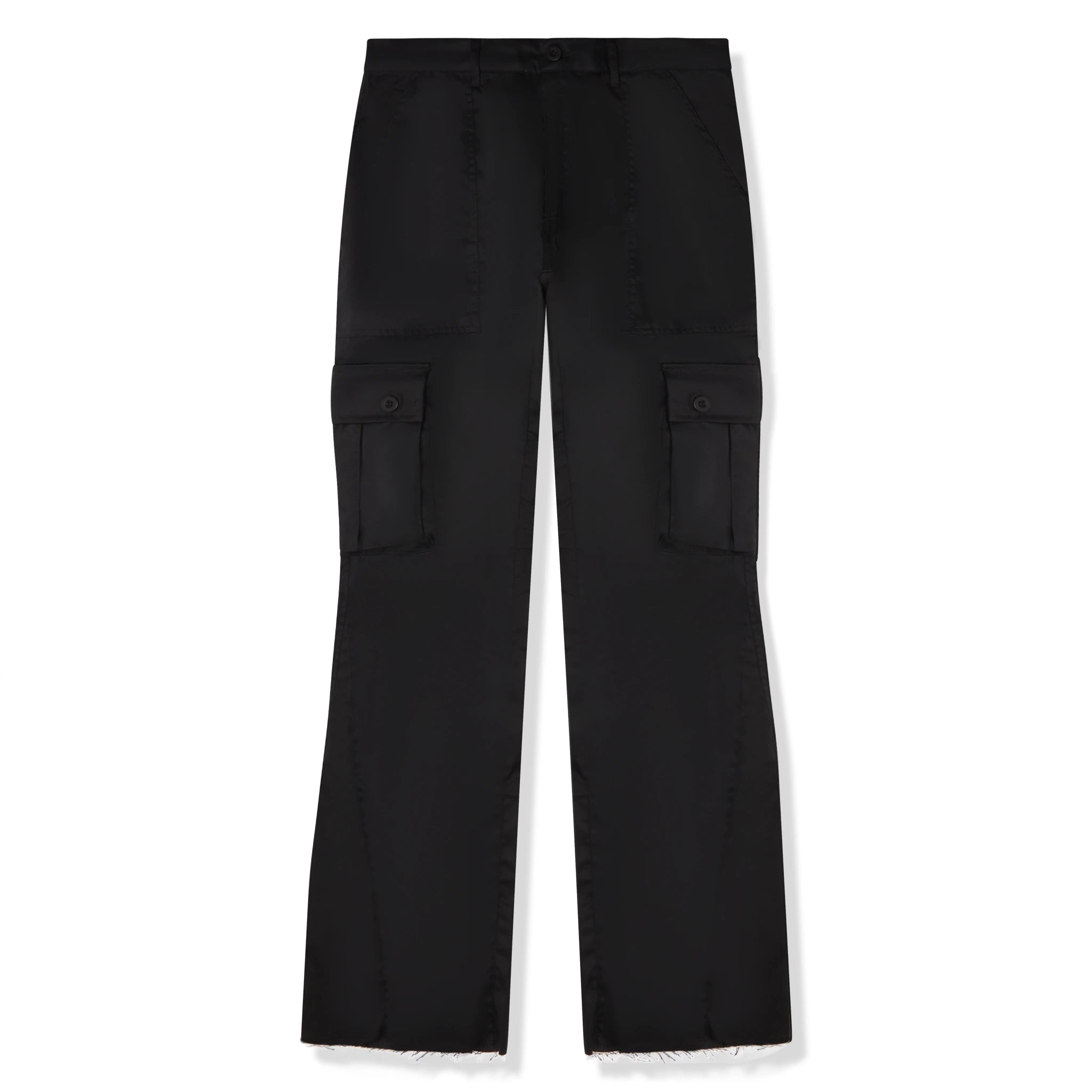Front view of Suavo World Cargo Flare Trousers All Black