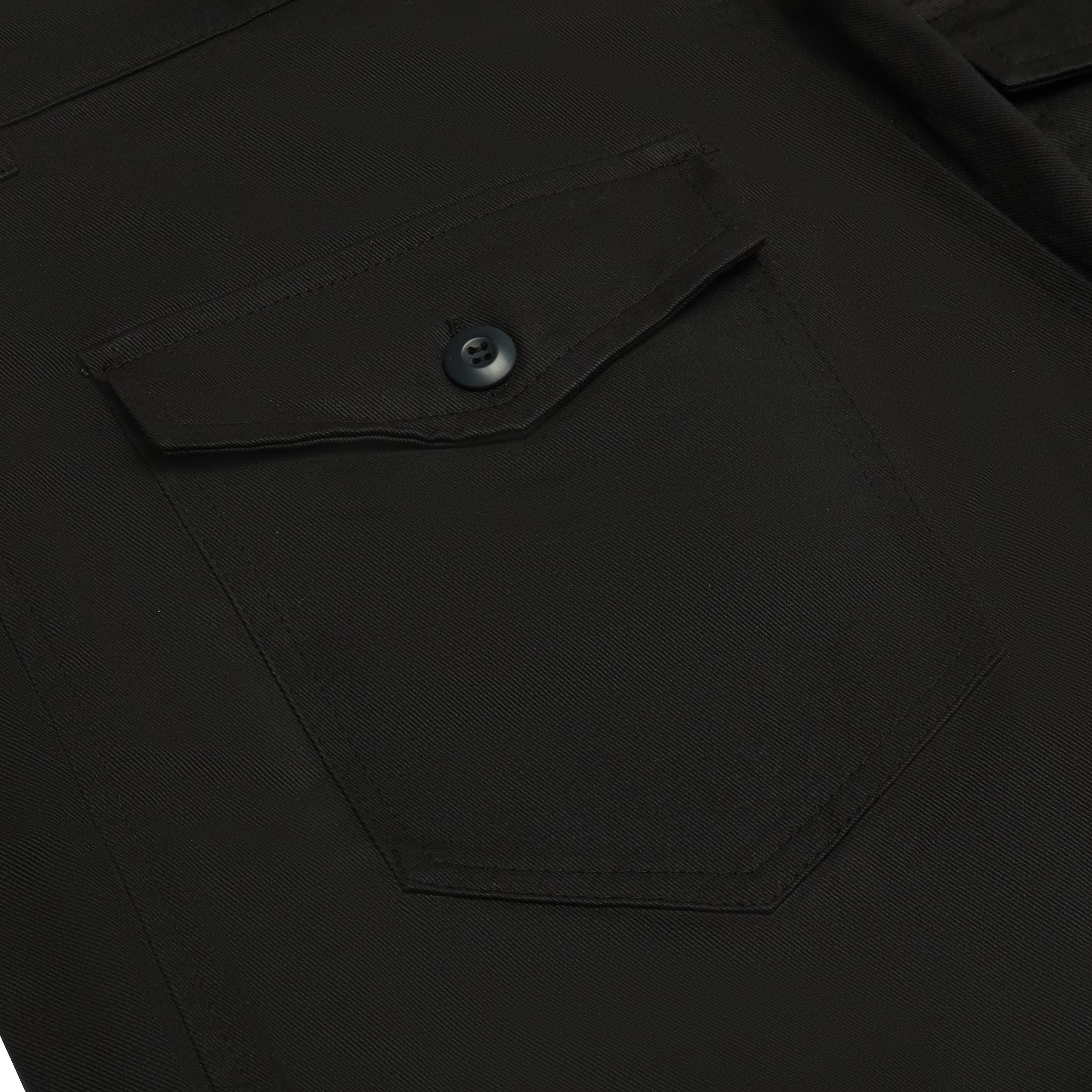 BAck pocket view of Suavo World Cargo Flare Trousers Black