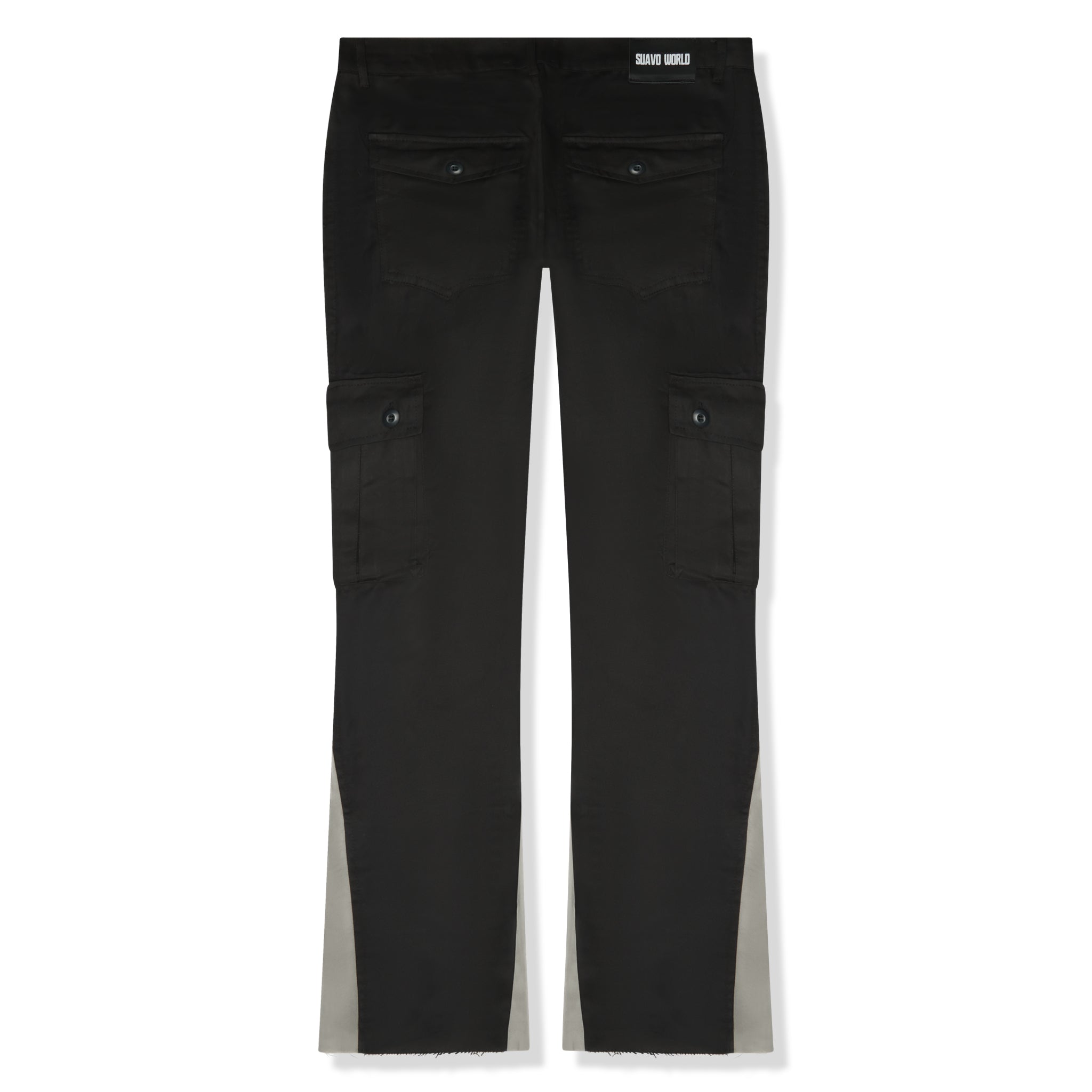 Back view of Suavo World Cargo Flare Trousers Black