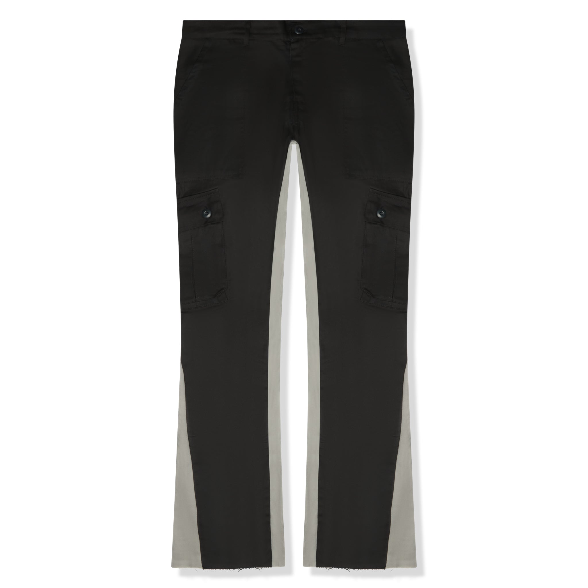 Front view of Suavo World Cargo Flare Trousers Black