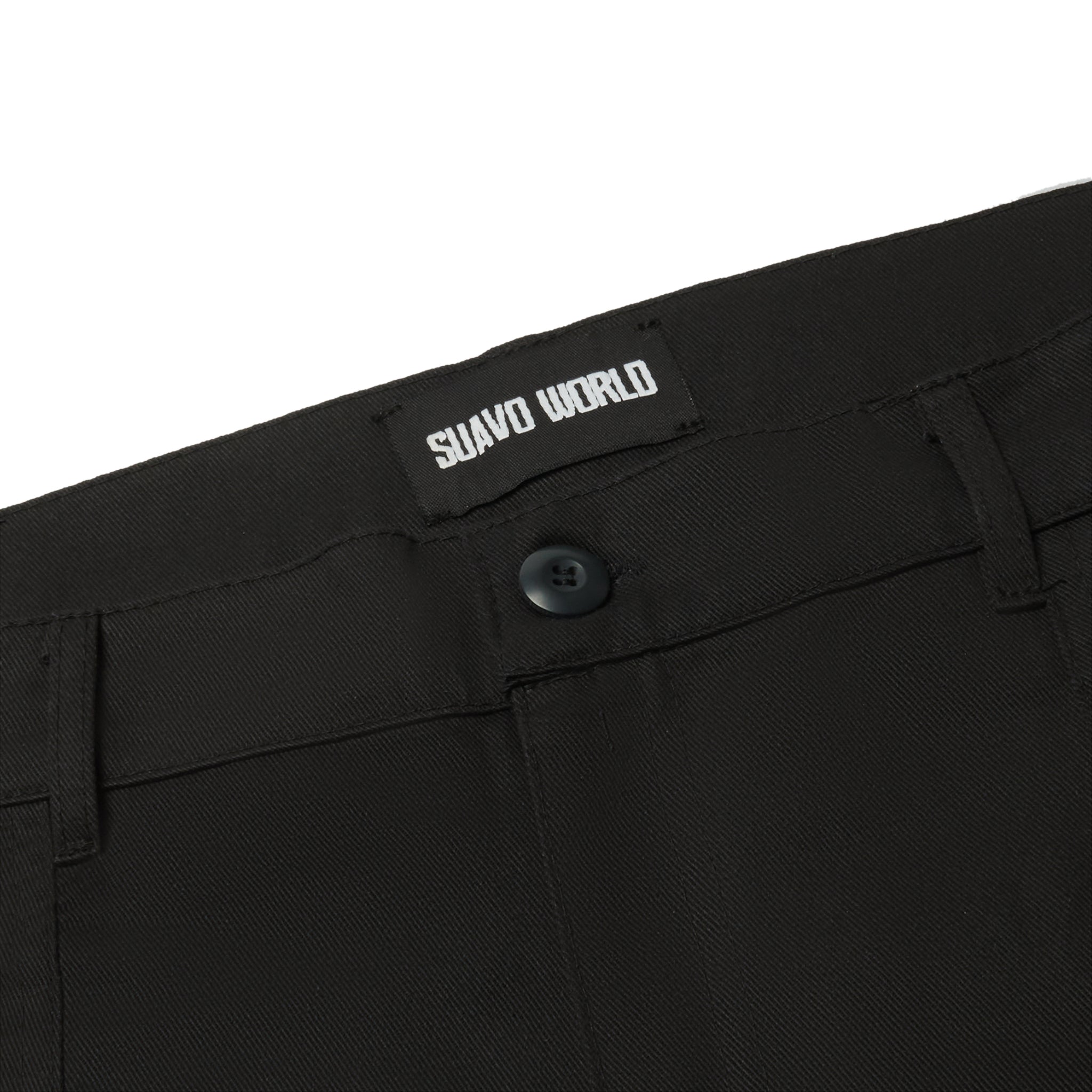 Label view of Suavo World Cargo Flare Trousers Black
