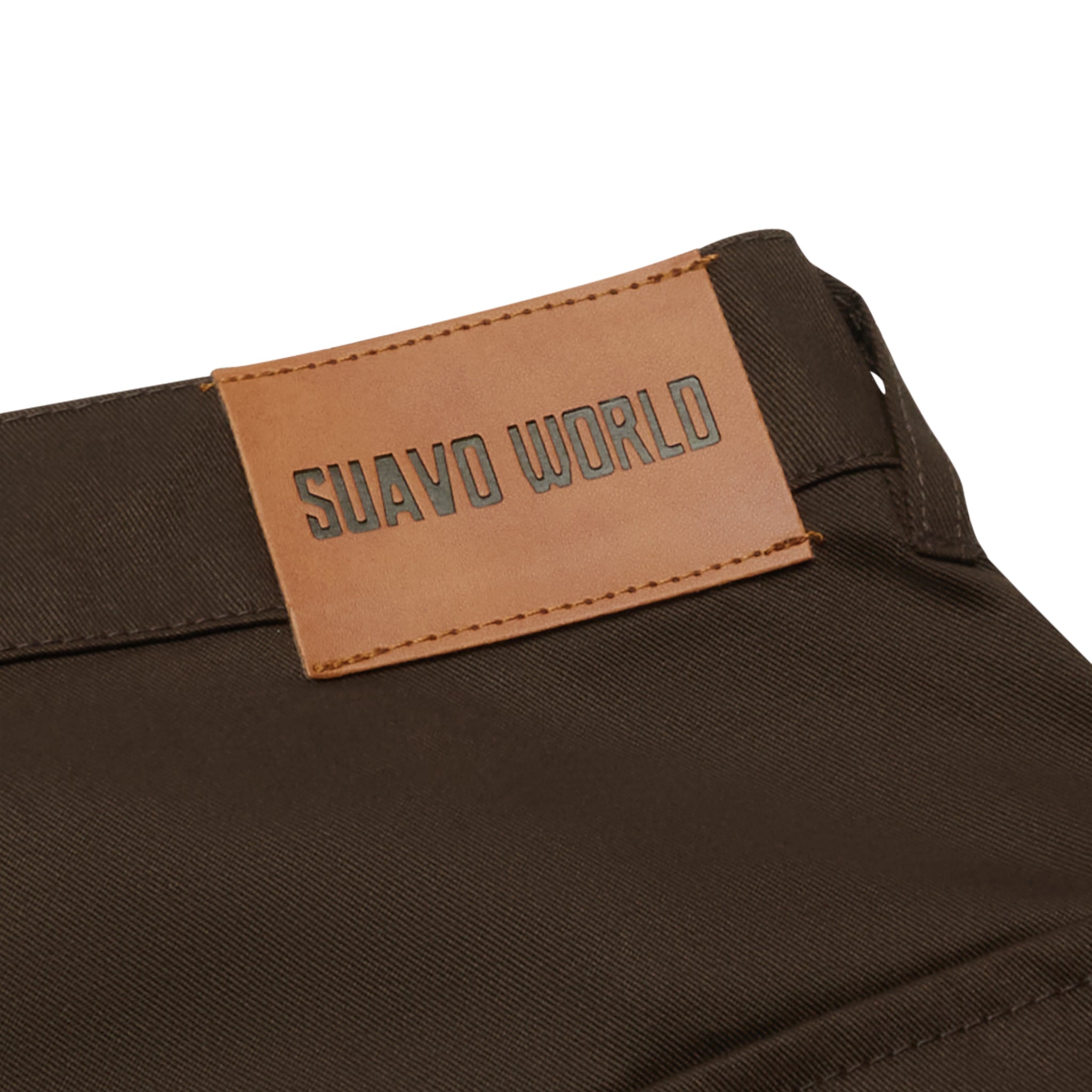Badge view of Suavo World Cargo Flare Trousers Brown
