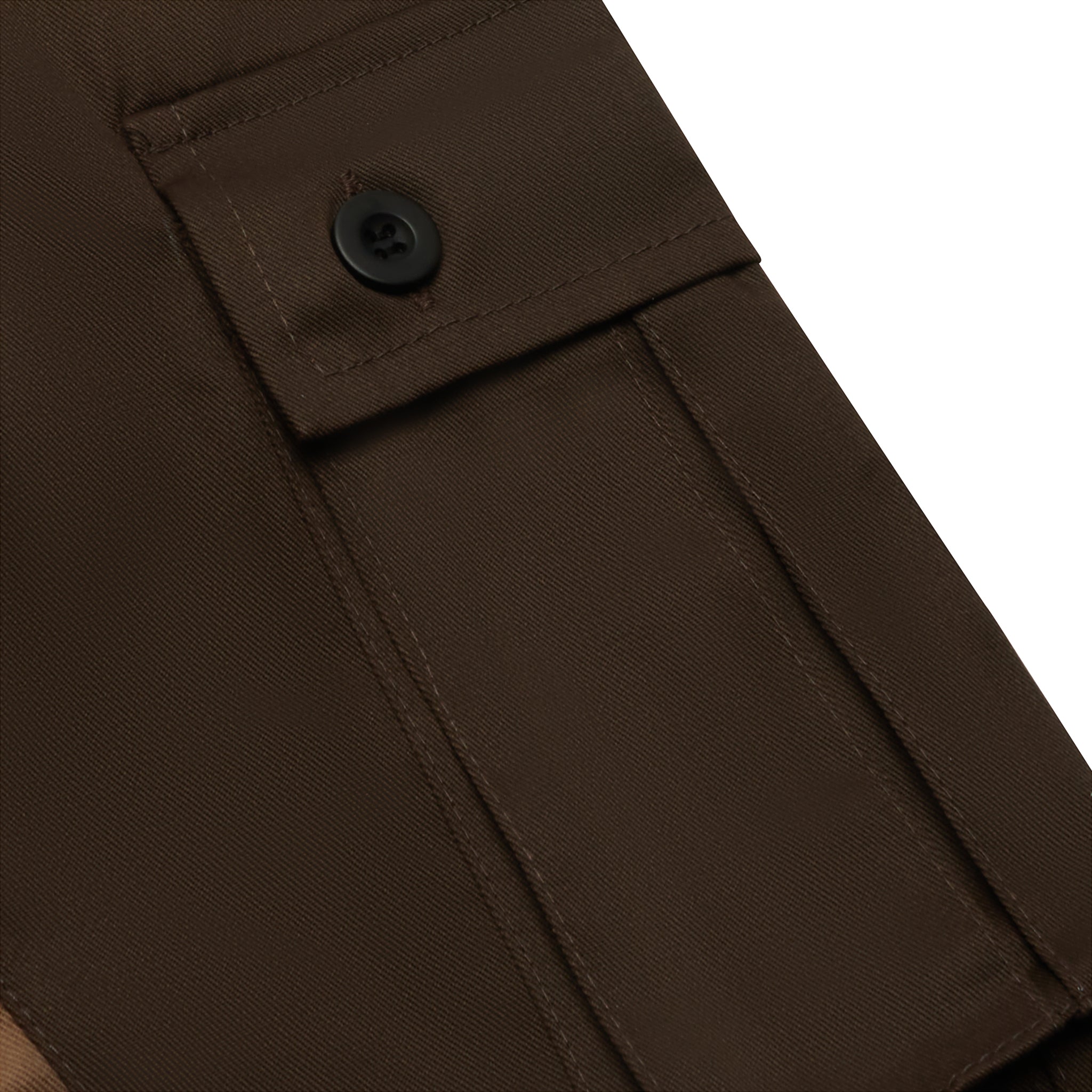 Back pocket view of Suavo World Cargo Flare Trousers Brown