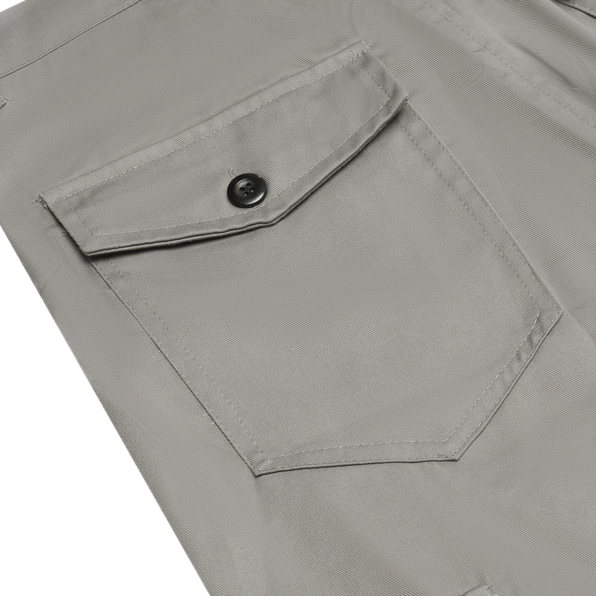 Back pocket view of Suavo World Cargo Flare Trousers Grey