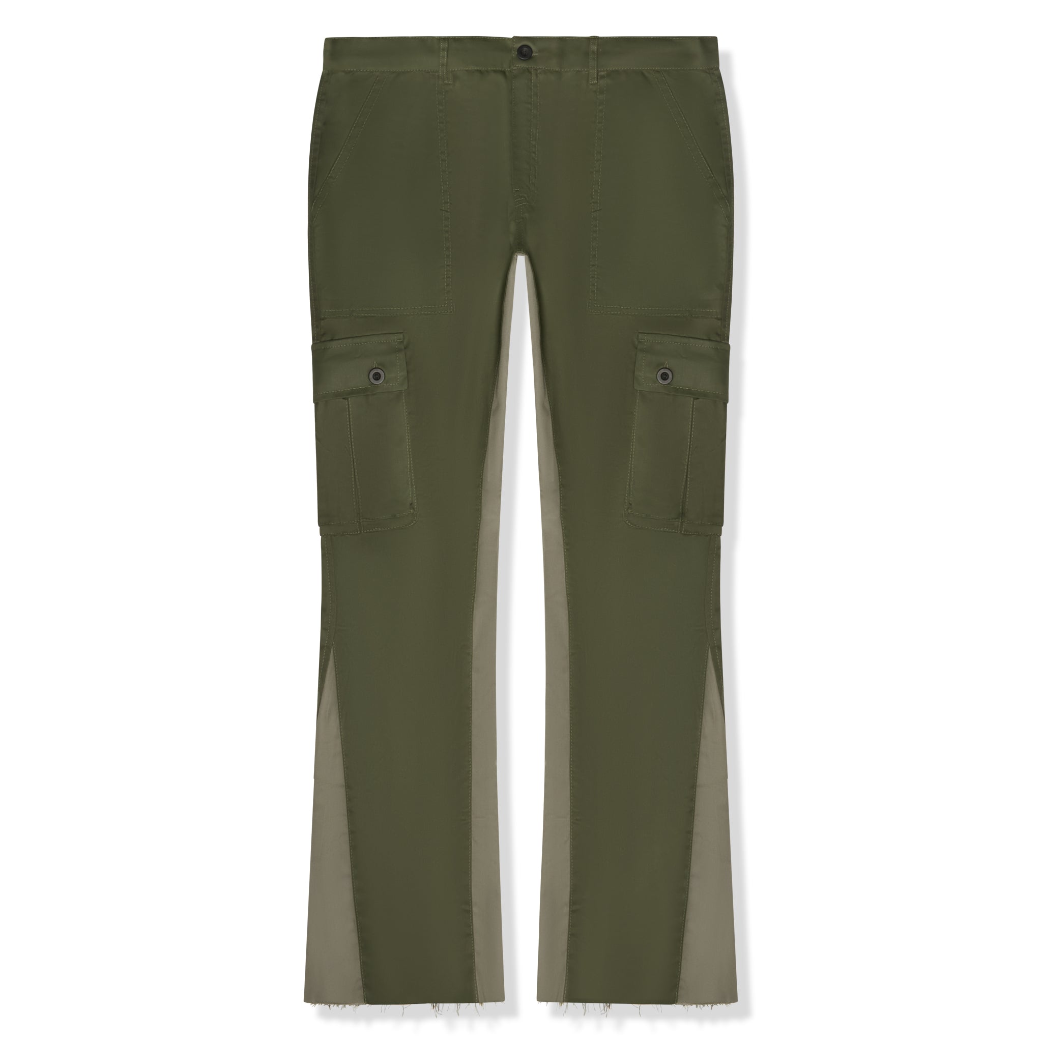 Front view of Suavo World Cargo Flare Trousers Khaki 