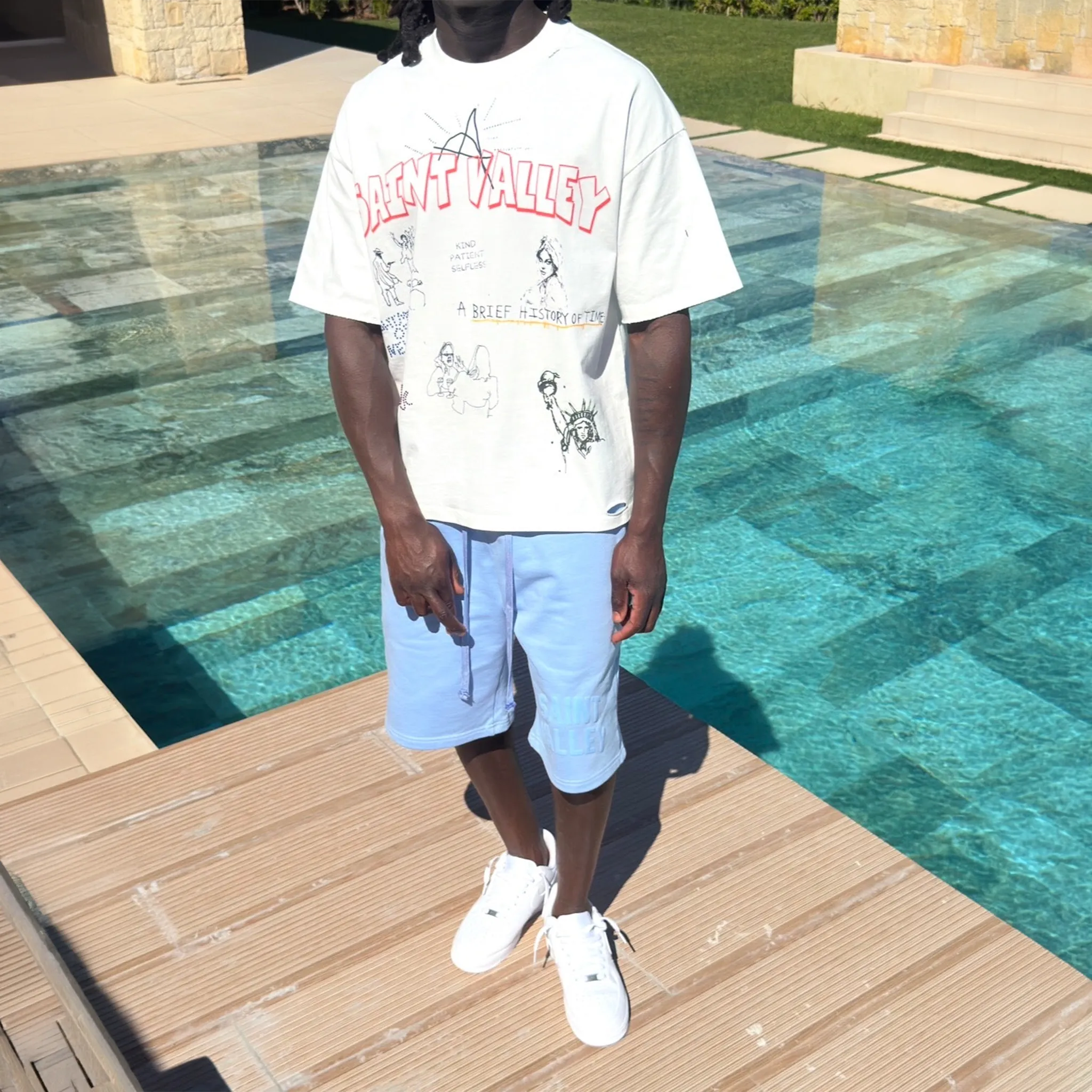 Front View of Suavo World Nevada White T-Shirt