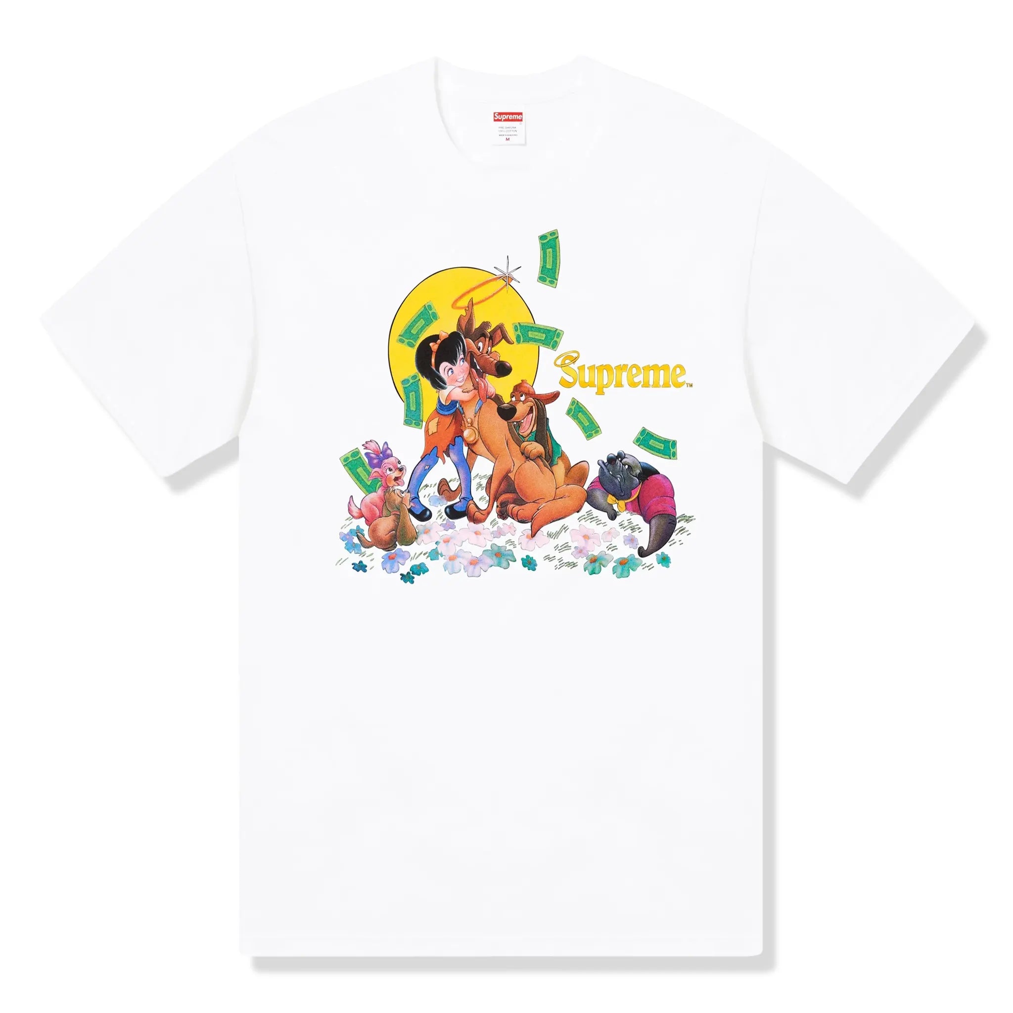 Front View of Supreme All Dogs Go To Heaven White T Shirt FW25T42-WHITE