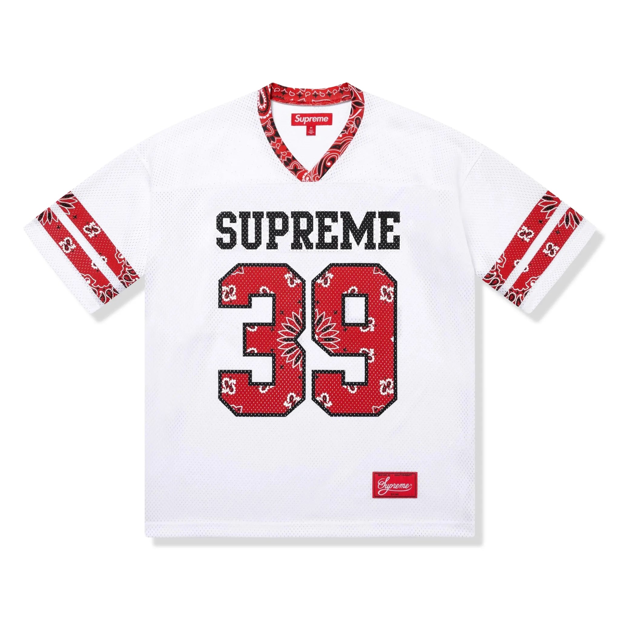 Front View of Supreme Bandana White Football Jersey SS25KN94-WHITE