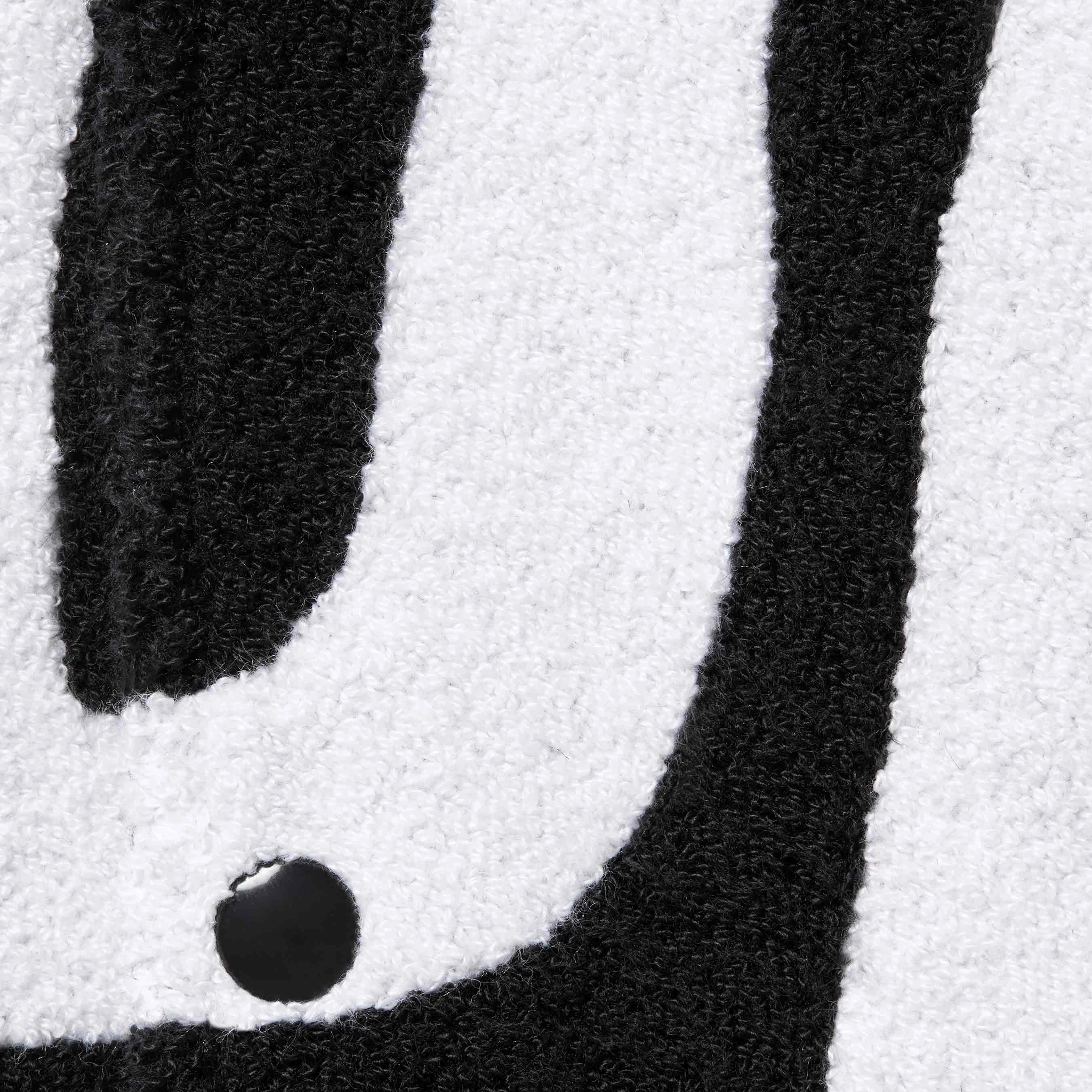 Detail view of Supreme Big Logo Chenile Black Varsity Jacket