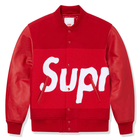 Supreme Big Logo Chenile Red Varsity Jacket