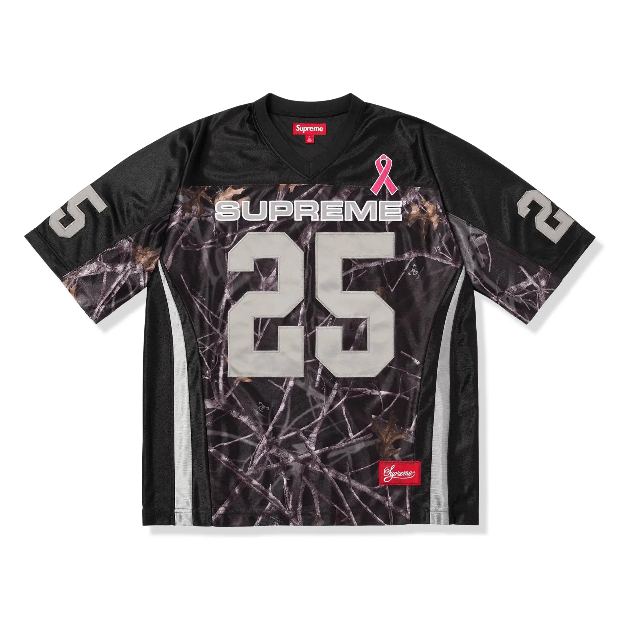 Front View of Supreme Breast Cancer Awareness Football Black Jersey FW25KN26-BLACK