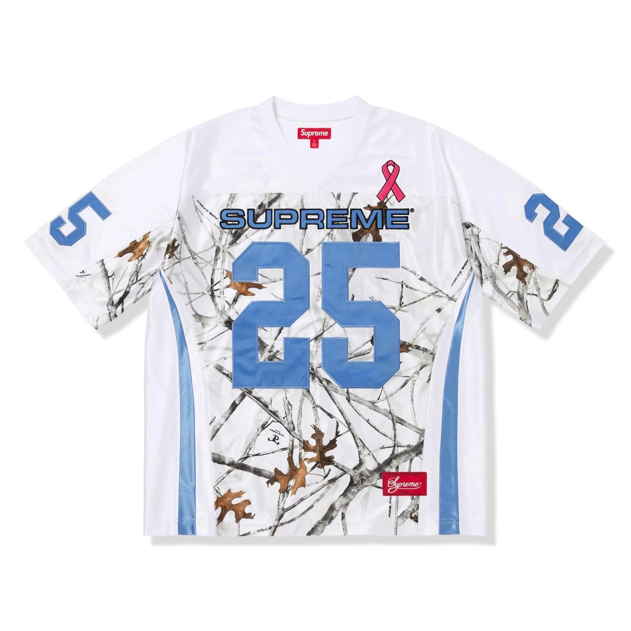 Front View of Supreme Breast Cancer Awareness Football White Jersey  FW25KN26-WHITE