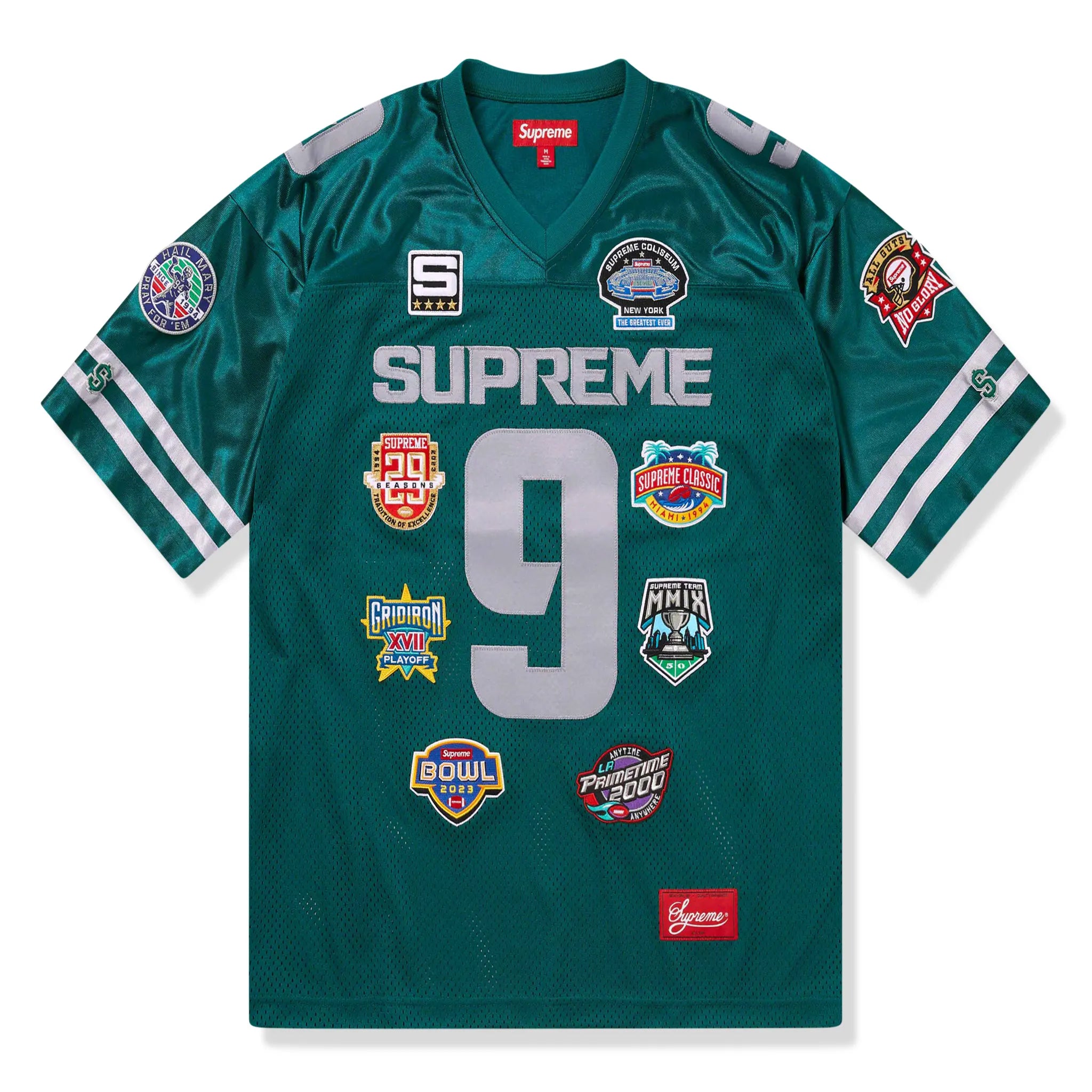 Front view of Supreme Championship Dark Teal Football Jersey (FW23) FW23KN30
