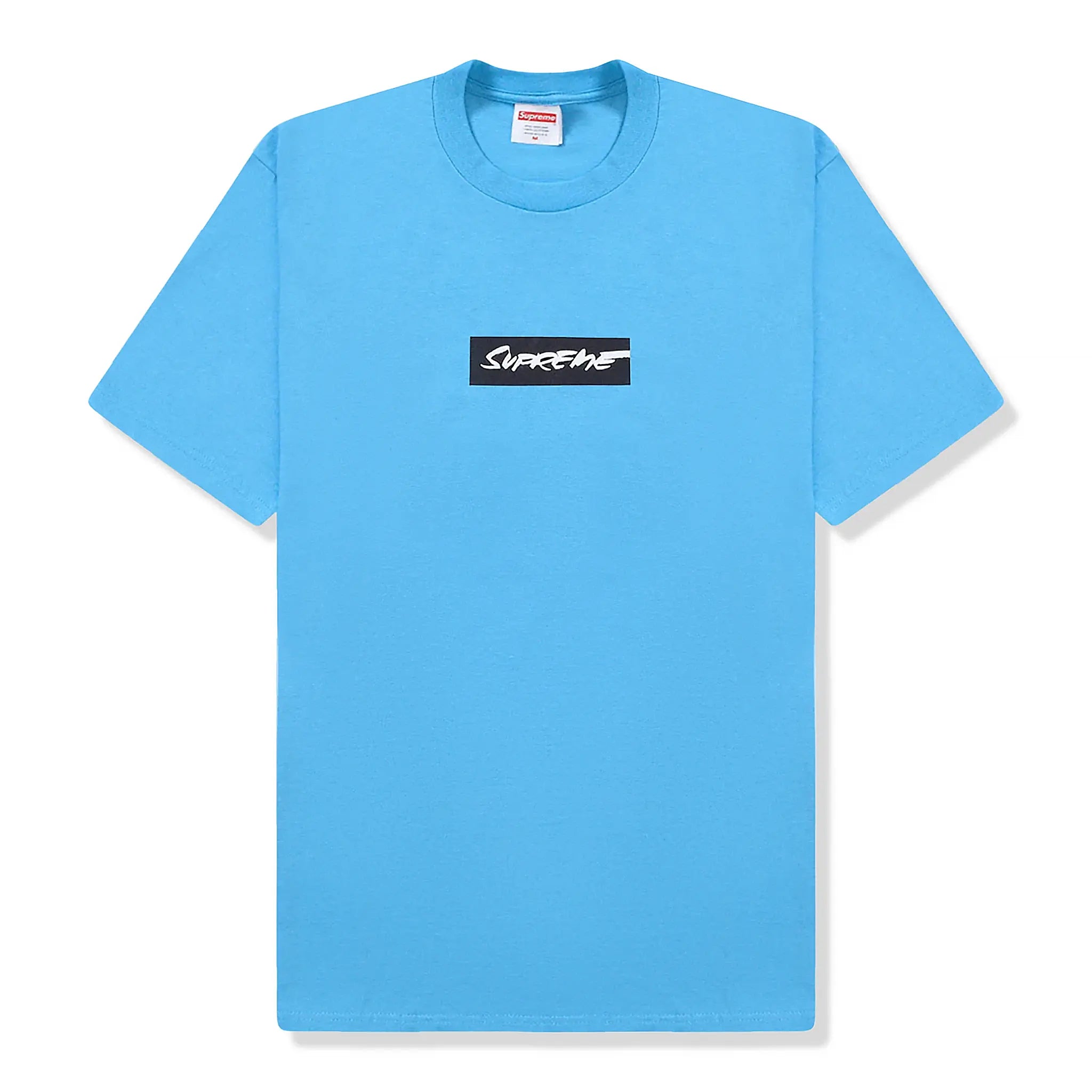 Front view of Supreme Futura Box Logo Bright Blue T Shirt