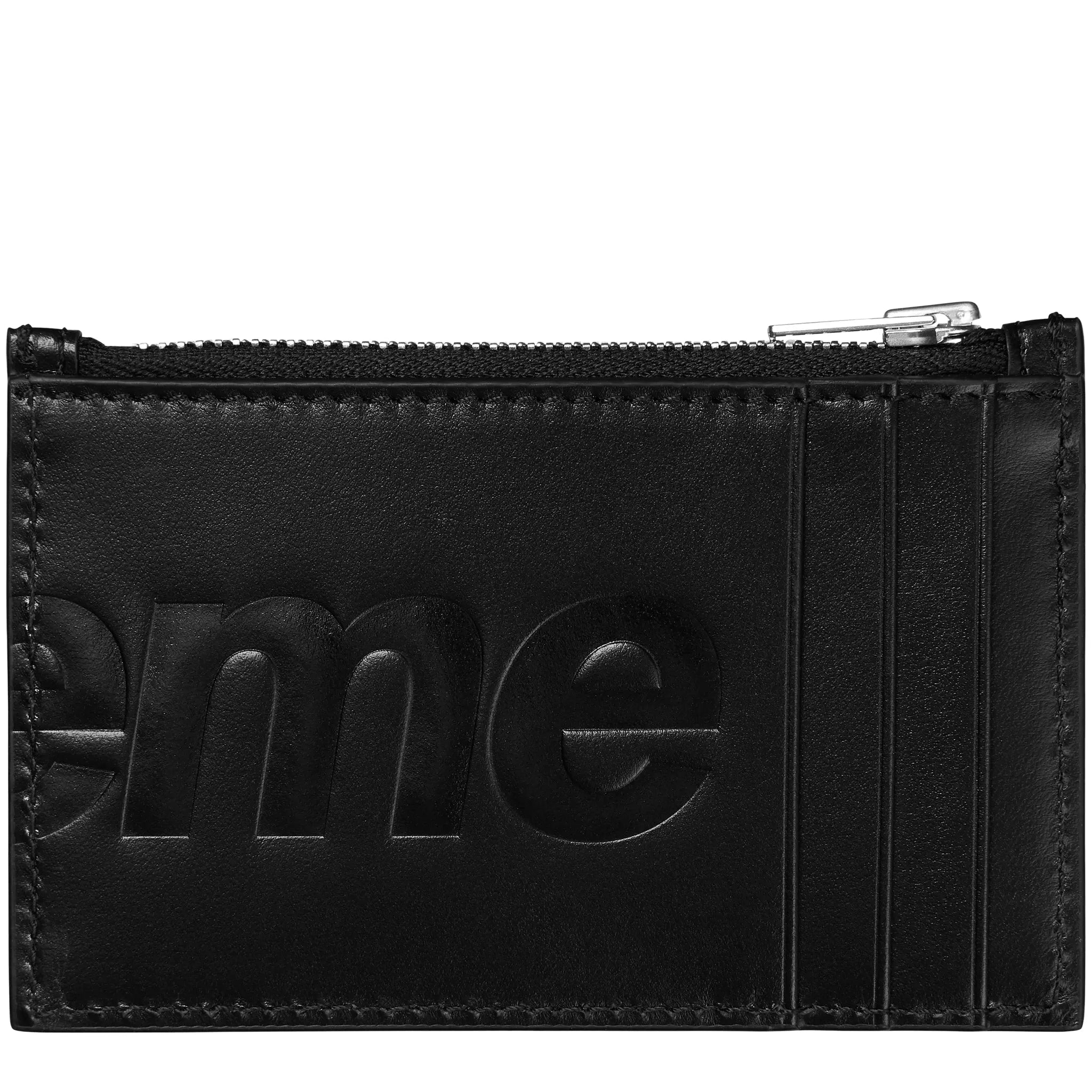 Back View of Supreme Leather Black Zipped Card Holder (FW25) SS25B14-BLACK