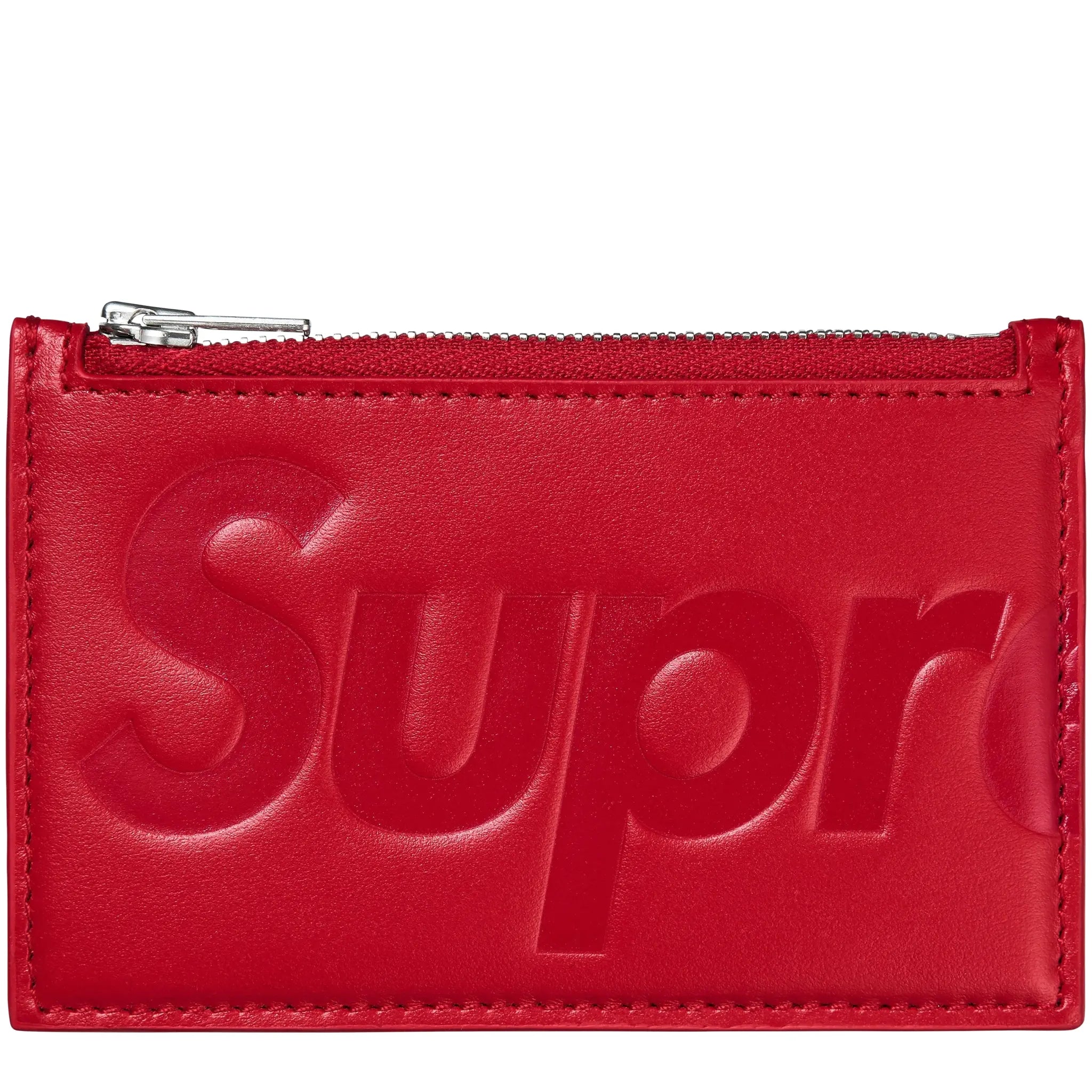 Front View of Supreme Leather Red Zipped Card Holder (FW25) FW25B27-RED